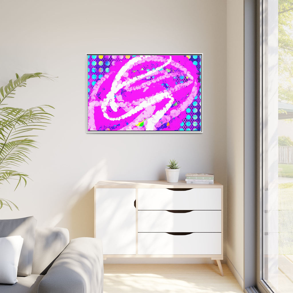 Abstract Neon Pop Art Matte Canvas — Framed Multi‑Color Wall Art