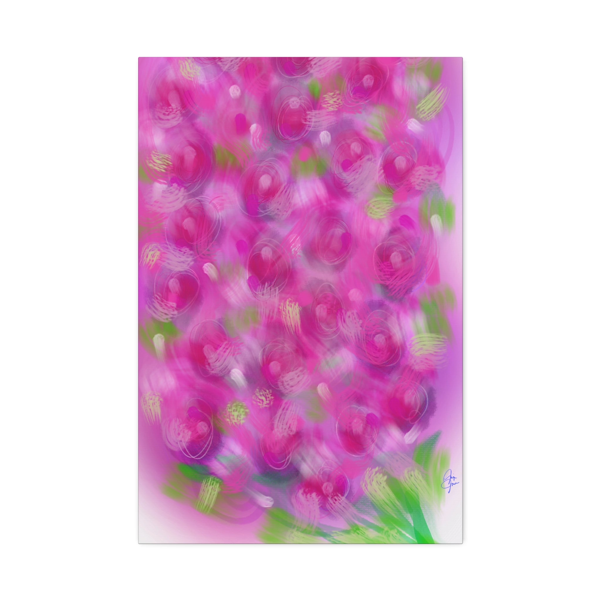 Pink Floral Abstract Canvas Print — Stretched 1.5" Wall Art
