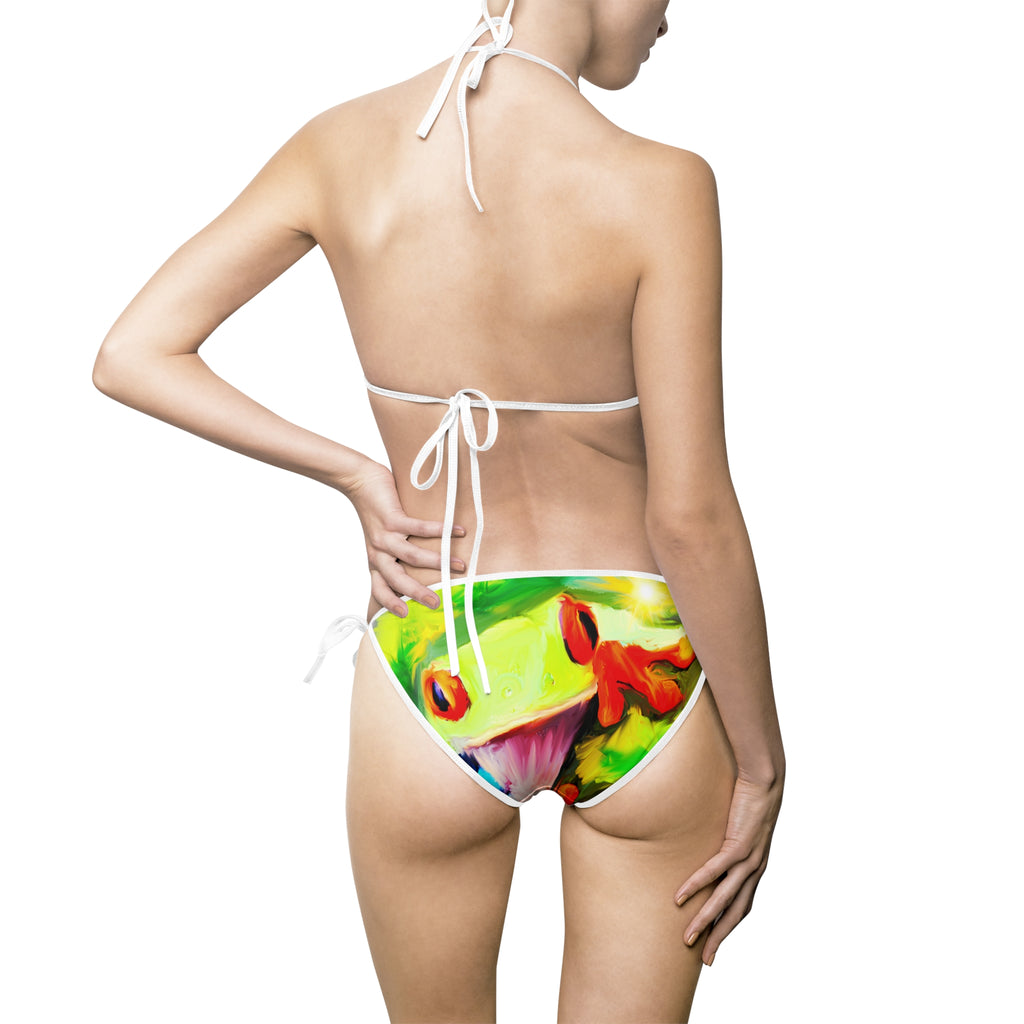 Tropical Frog Print Bikini — Colorful Nature Swimwear for Women