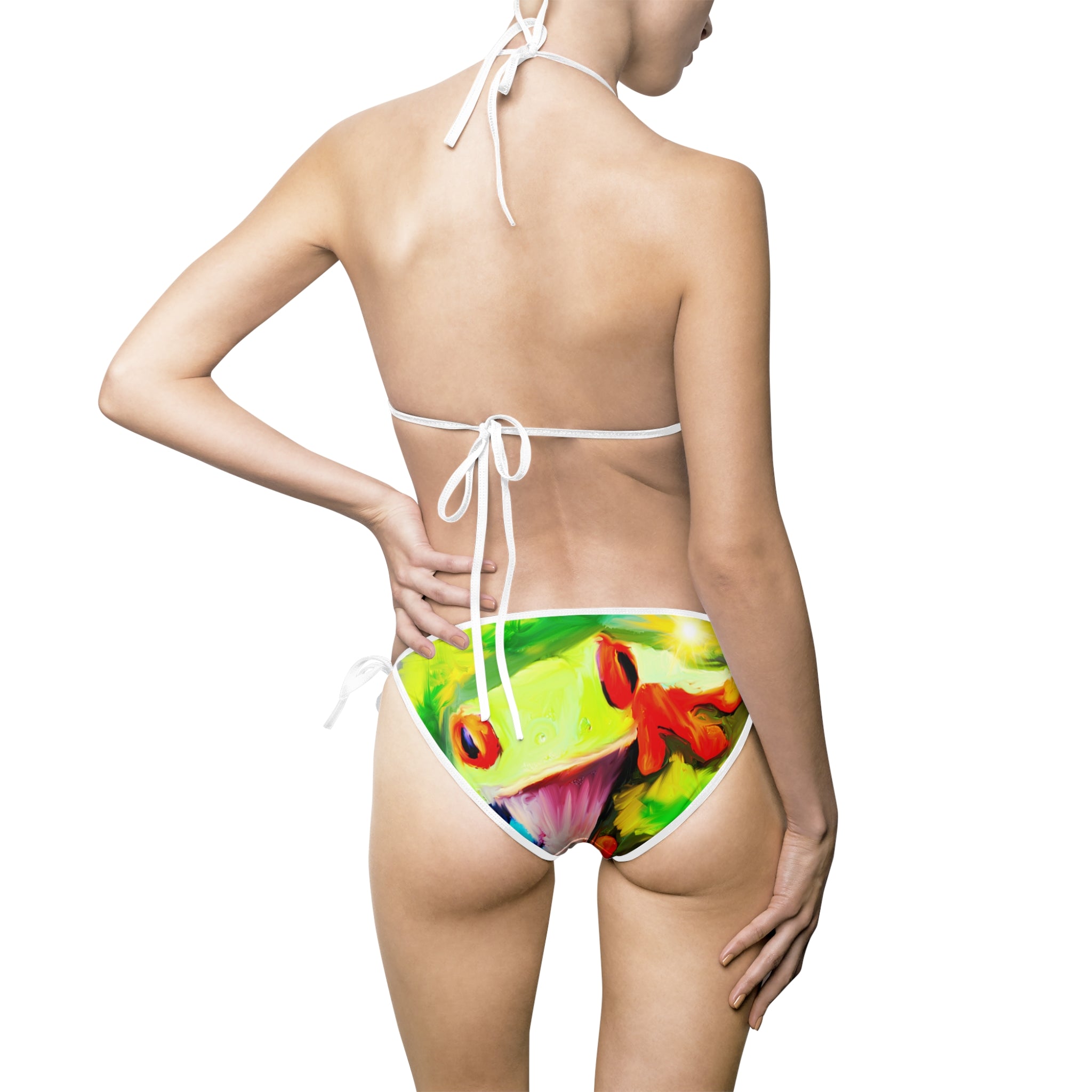 Tropical Frog Print Bikini — Colorful Nature Swimwear for Women