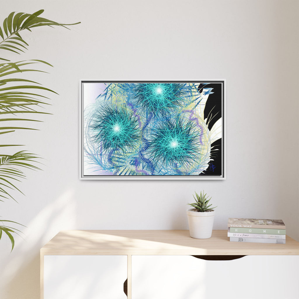 Dandelion Abstract Print Matte Canvas Framed Wall Art