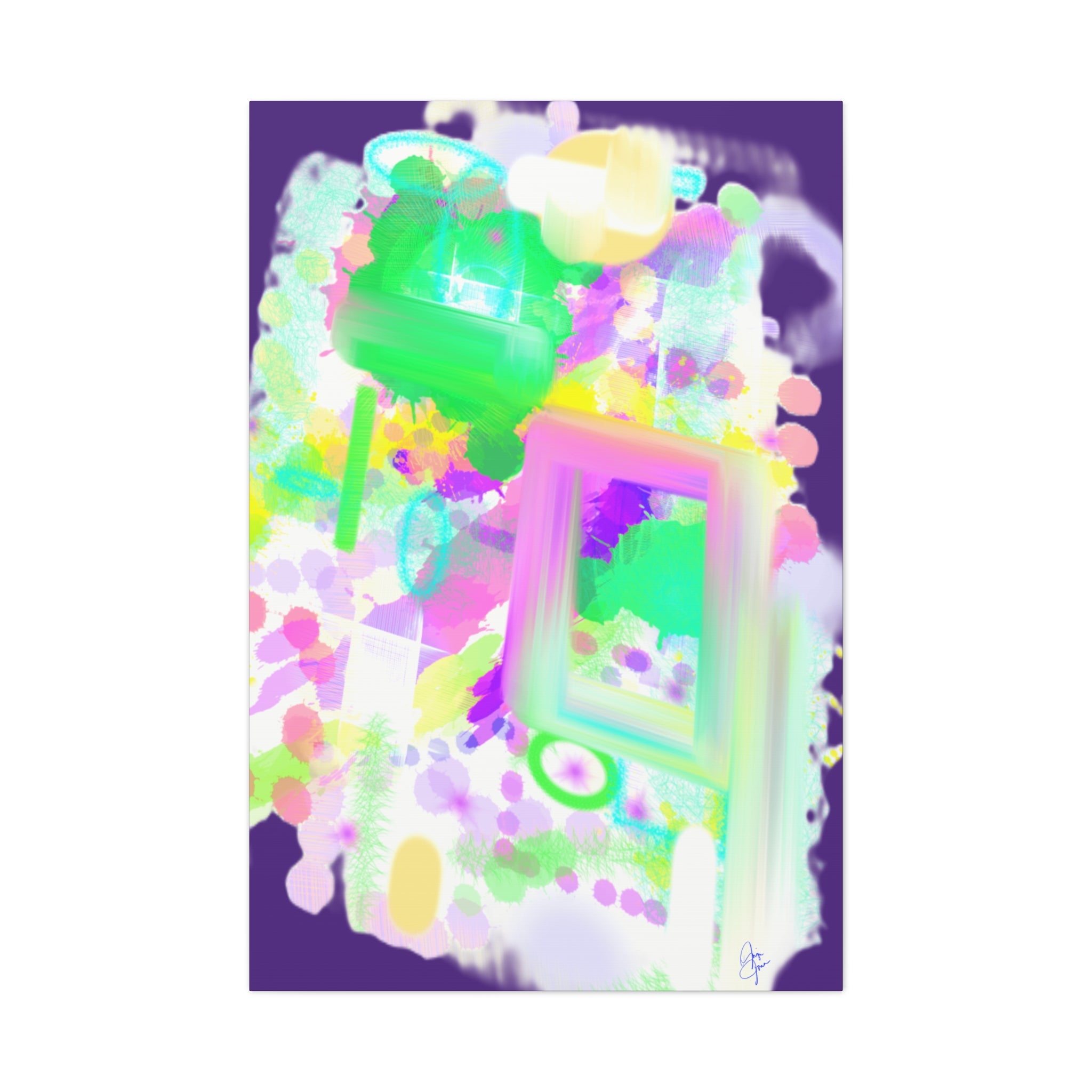 Abstract Pastel Splash Canvas Print — Bright Neon Frame Wall Art
