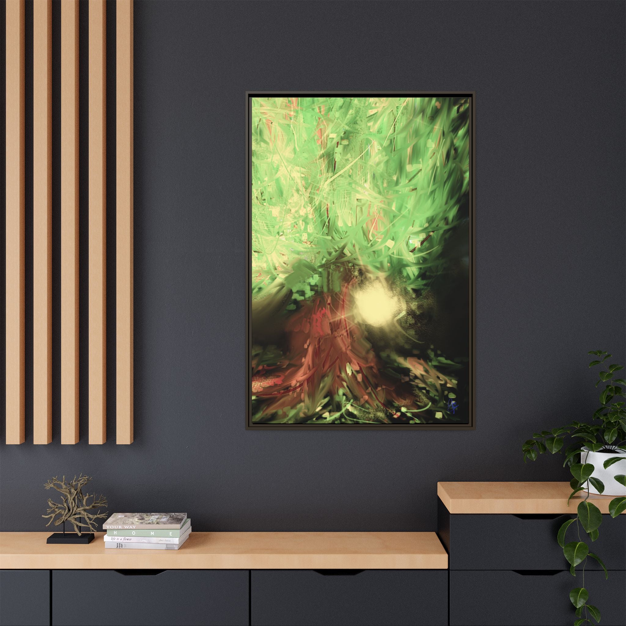 Sunset Tree Matte Canvas Framed Wall Art