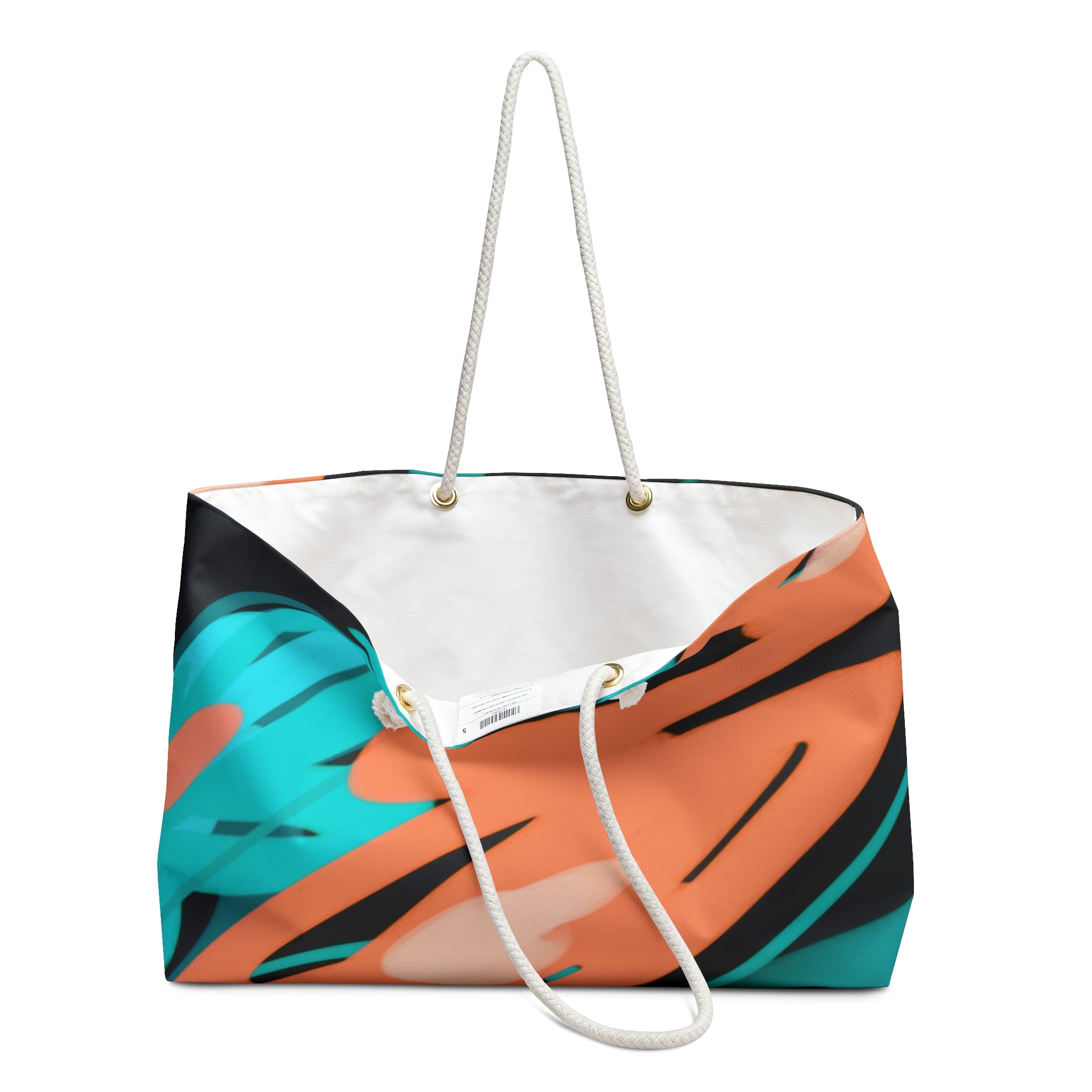 Abstract Teal & Coral Weekender Bag – Bold Brushstroke Travel Tote