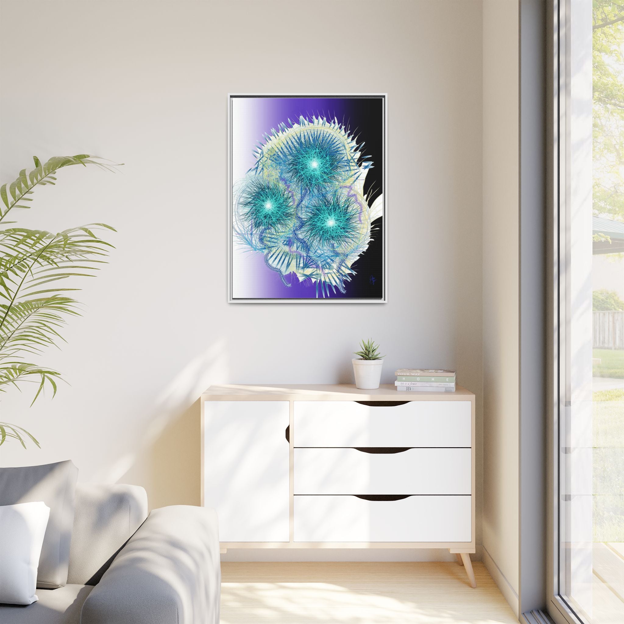 Dandelion Abstract Print Matte Canvas Framed Wall Art