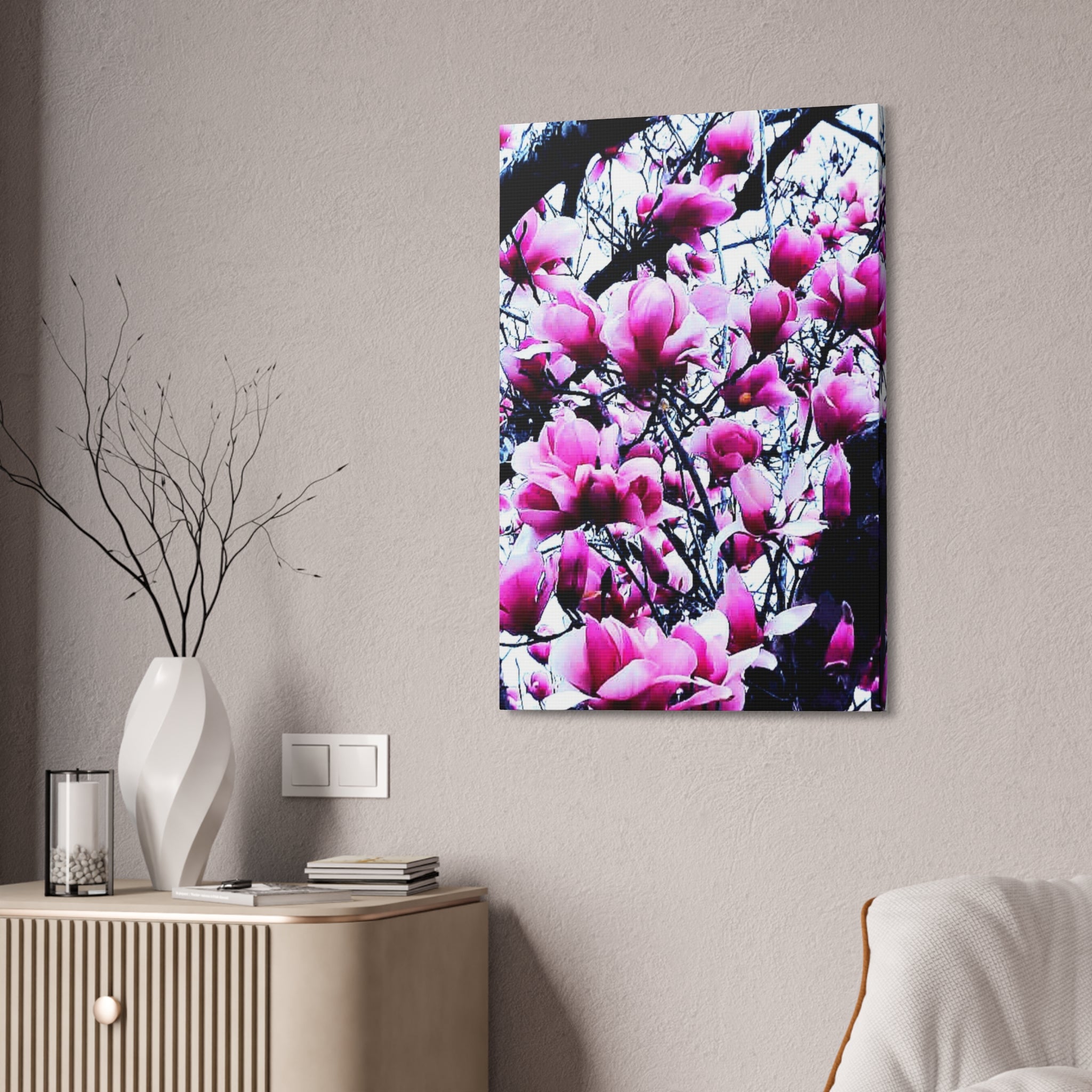Pink Tulip Tree Blossoms Canvas