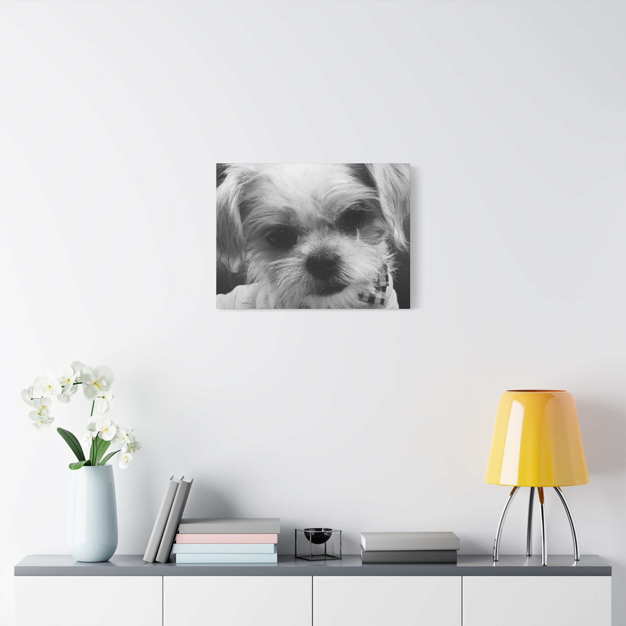 Black and White Dog Portrait Canvas Wall Art