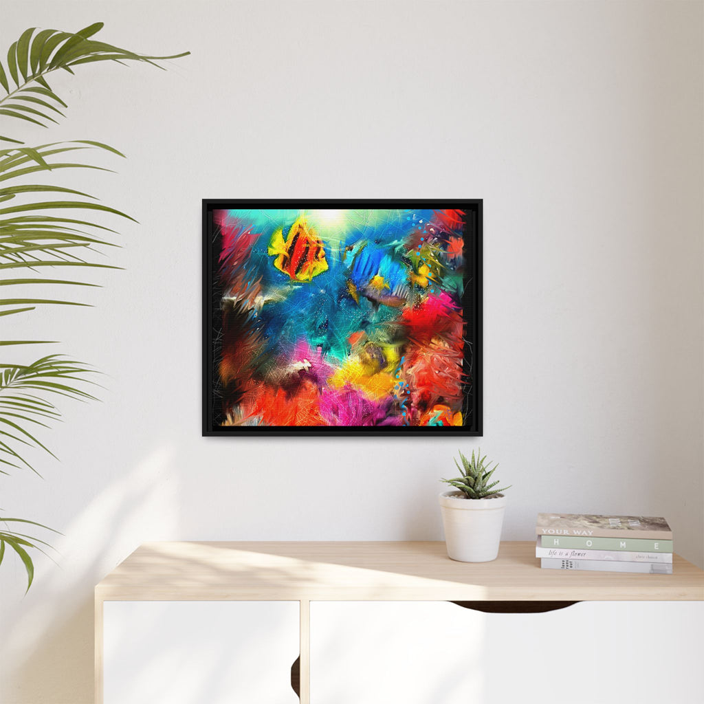 Framed Abstract Color Explosion Canvas — Vibrant Multi‑Color Wall Art