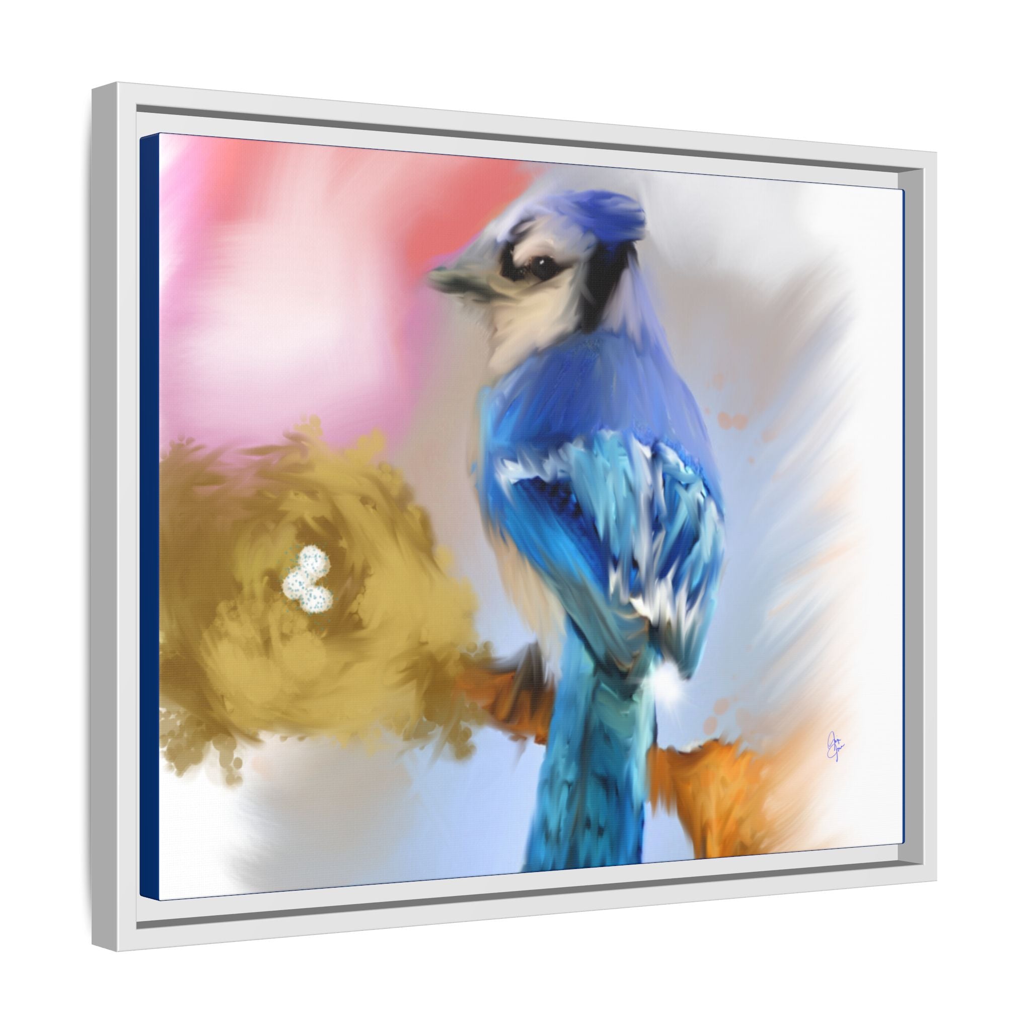 Blue Jay Art Print — Framed Matte Canvas Wall Art