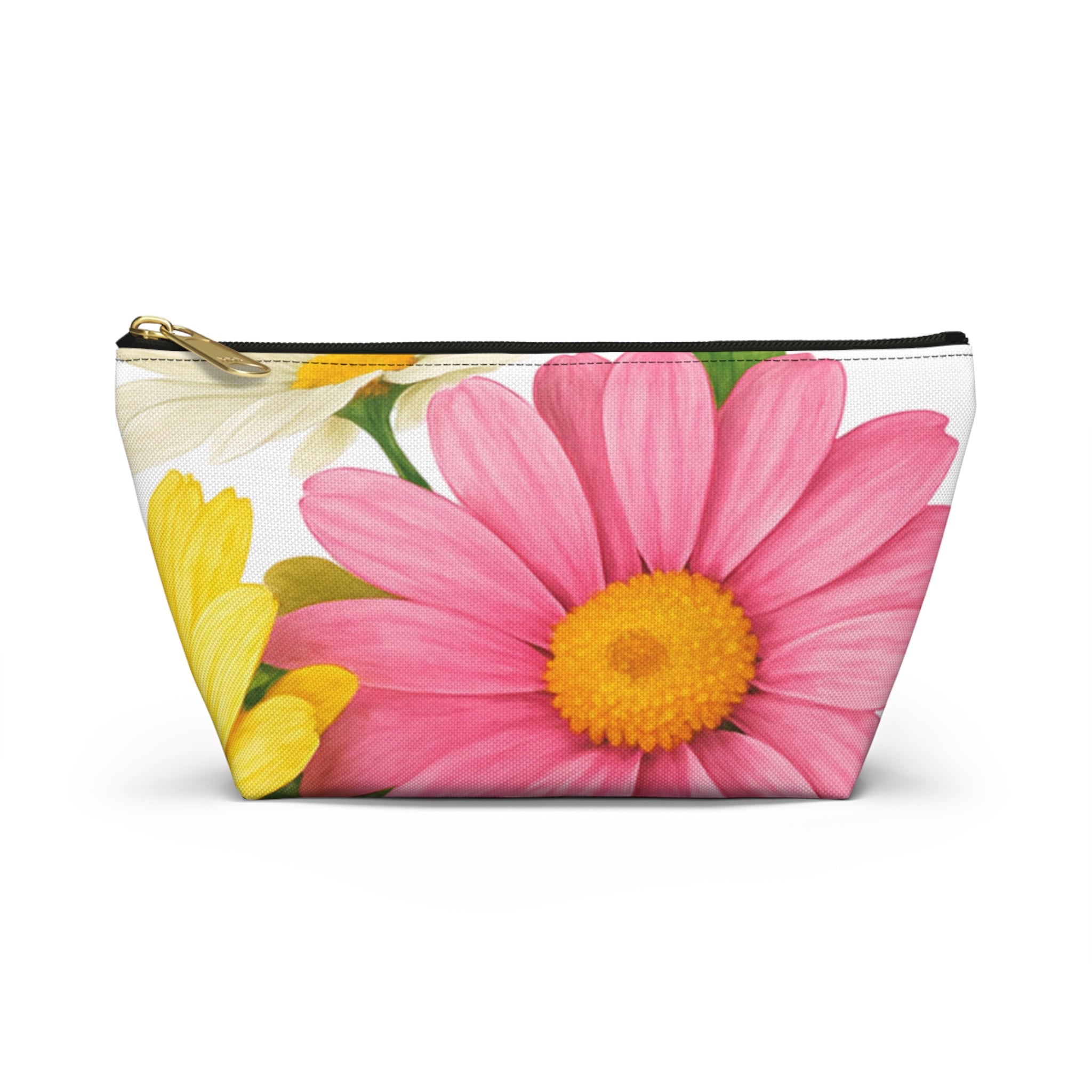 Floral Bouquet Accessory Pouch — Pink & Yellow Daisy Makeup Bag