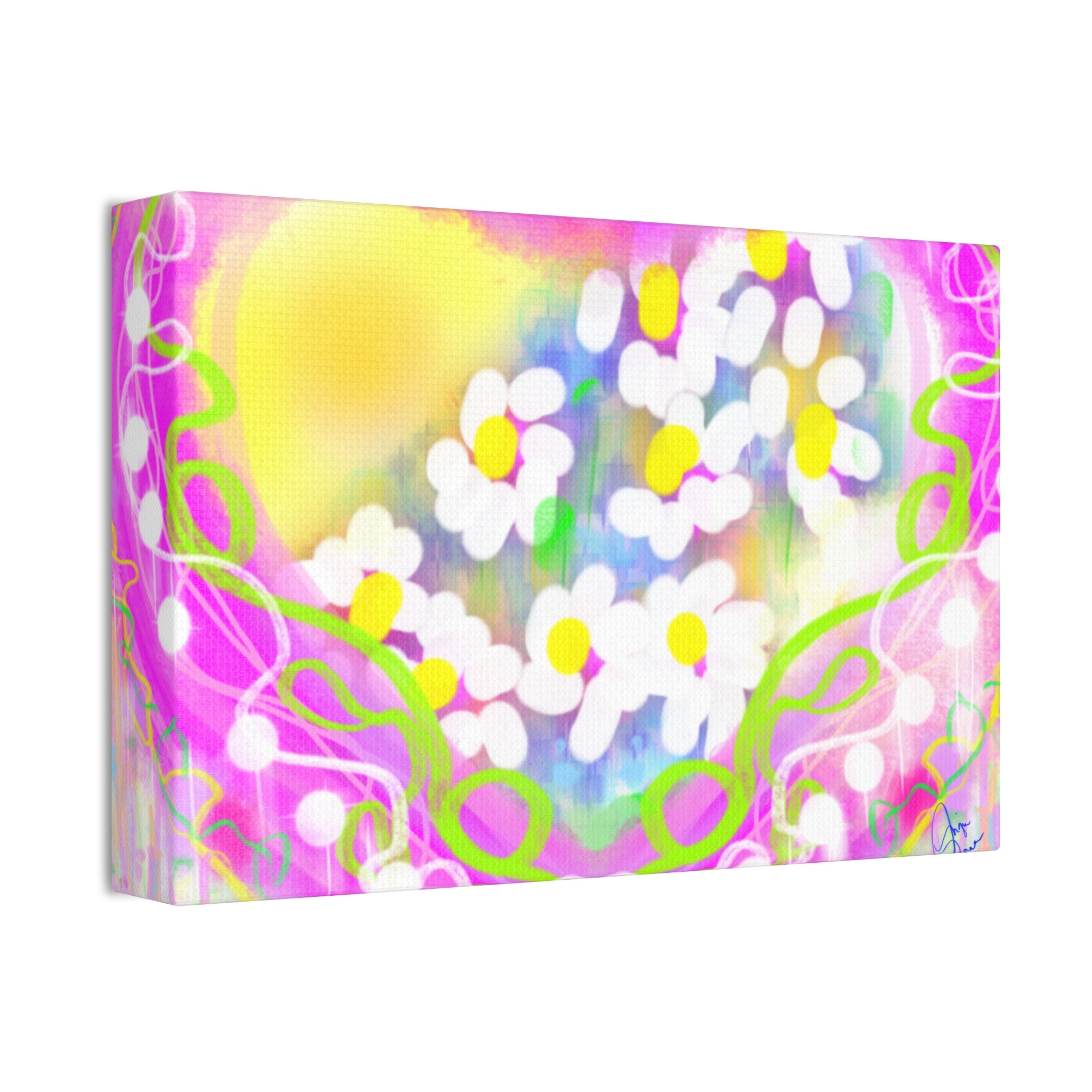 Daisy Burst Canvas Art — Bright Floral Stretched Canvas 1.5"