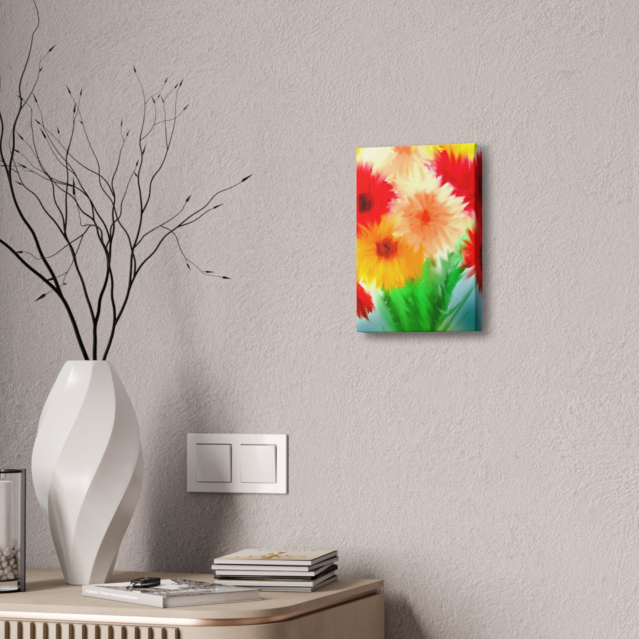 Bright Floral Abstract Canvas Wall Art — Stretched 1.5"