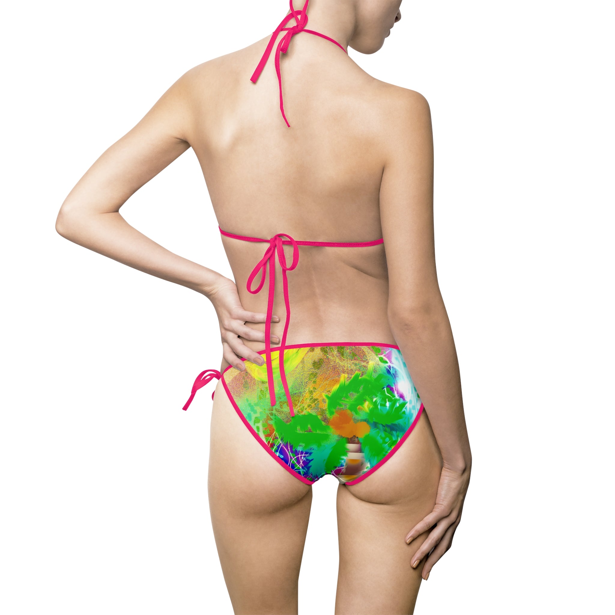 Tie-Dye Tropical Bikini — Vibrant Green Watercolor Women's Swimsuit