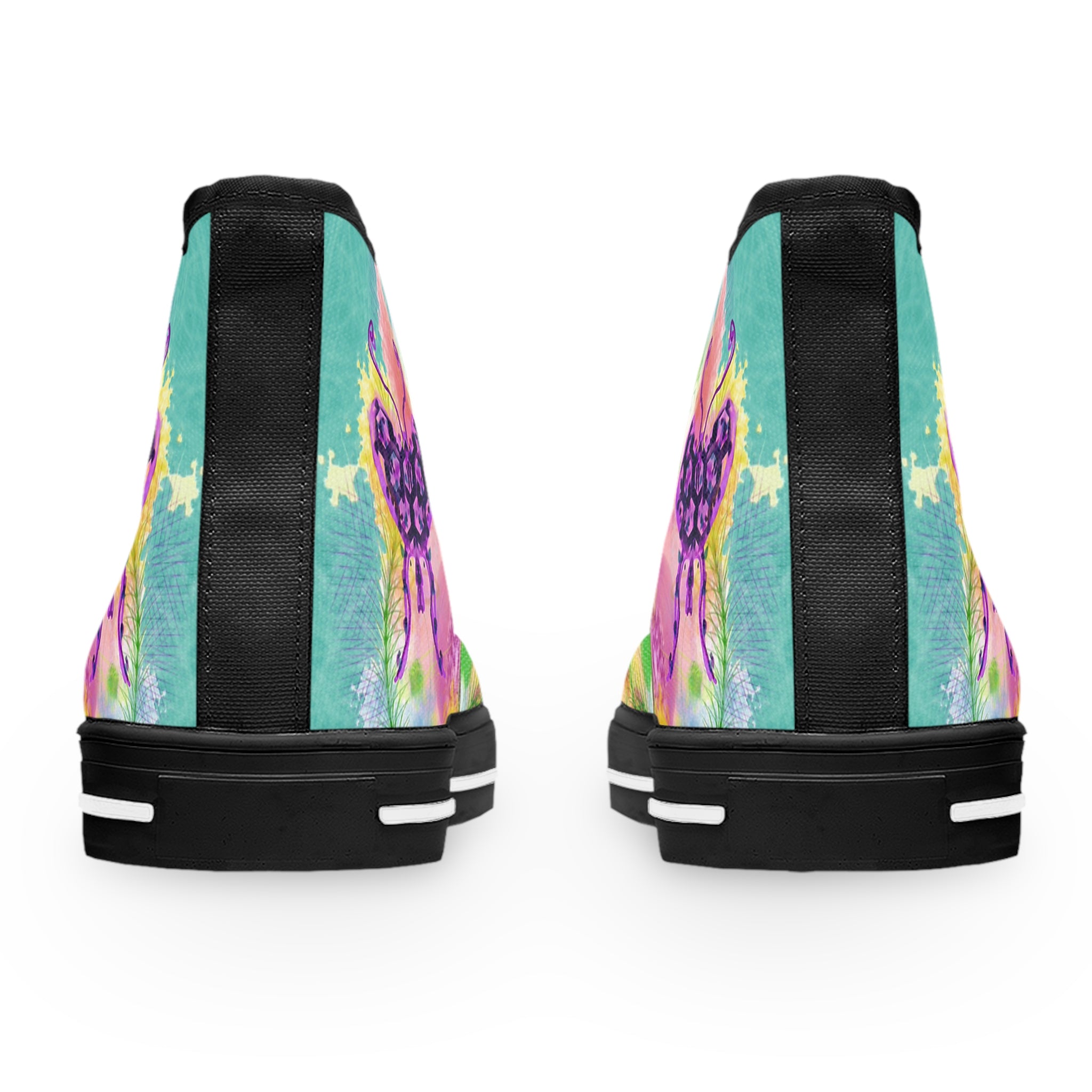 Floral Watercolor High Top Sneakers — Women's Colorful Garden Print Shoes