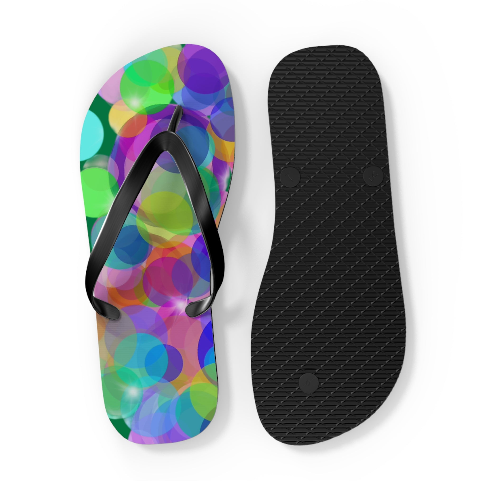 Flip Flops — Colorful Bokeh Circle Pattern Summer Sandals