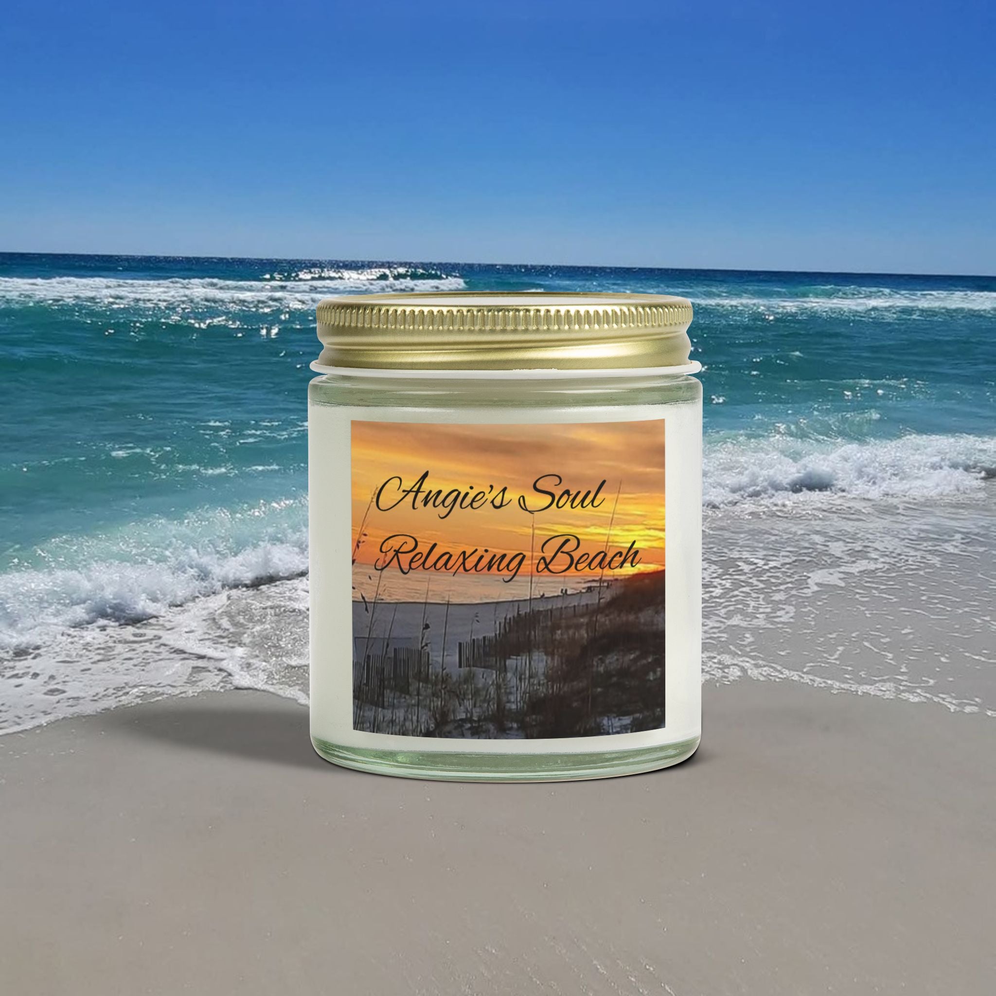 Relaxing Beach Scented Candle - Coconut Apricot Wax