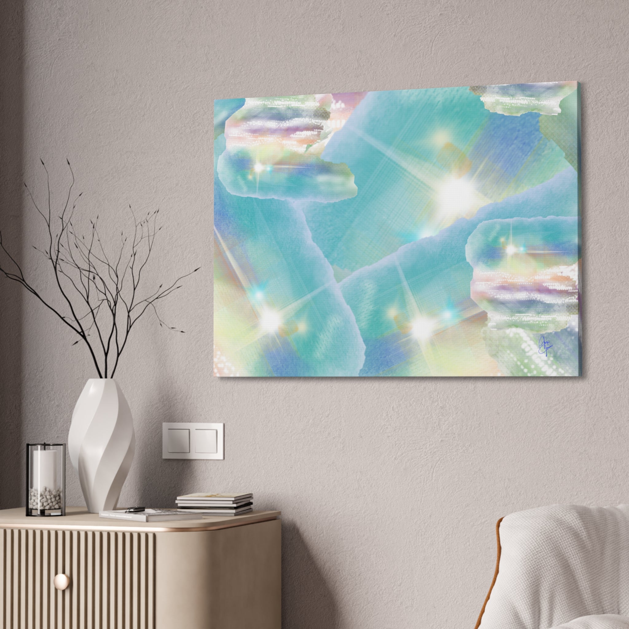 Iridescent Dreamscape Canvas Wall Art — Pastel Sea Glass Abstract