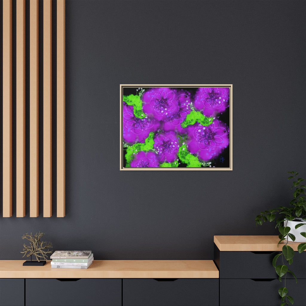 Framed Floral Canvas Print — Matte Multi-Color Blooms Wall Art