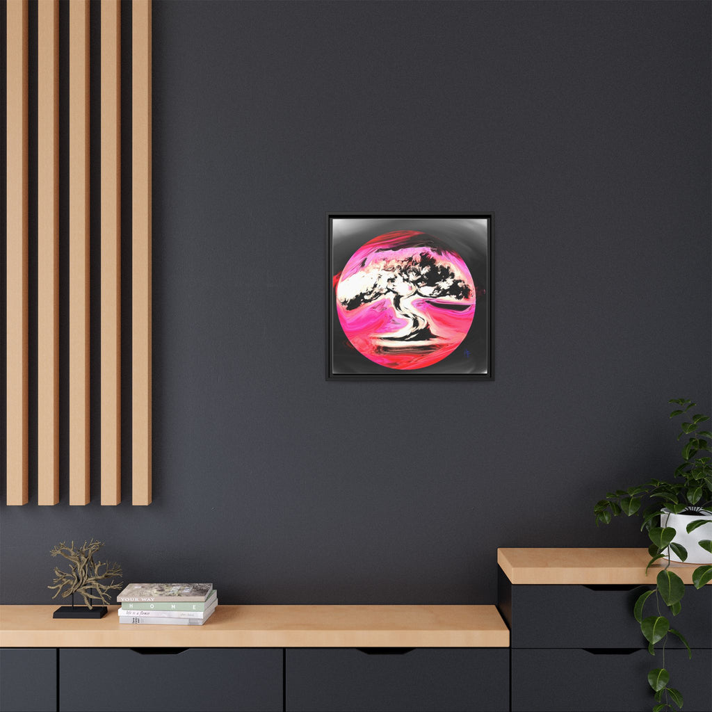 Framed Matte Canvas Art — Pink Marble Bonsai Tree
