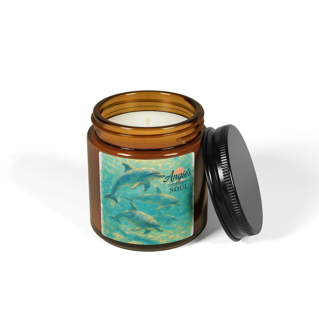Dolphin Ocean Soy Candle — Amber Jar Scented Candle (Multi-Size)