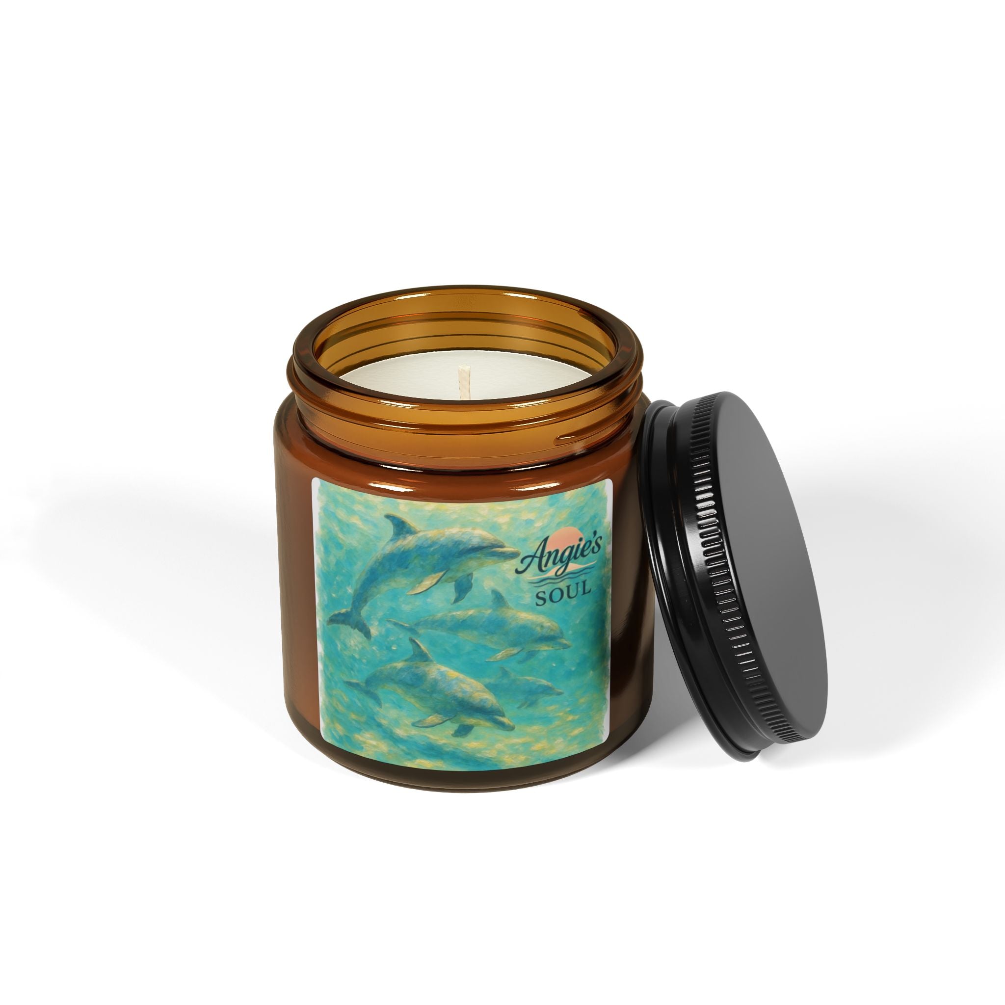Dolphin Ocean Soy Candle — Amber Jar Scented Candle (Multi-Size)