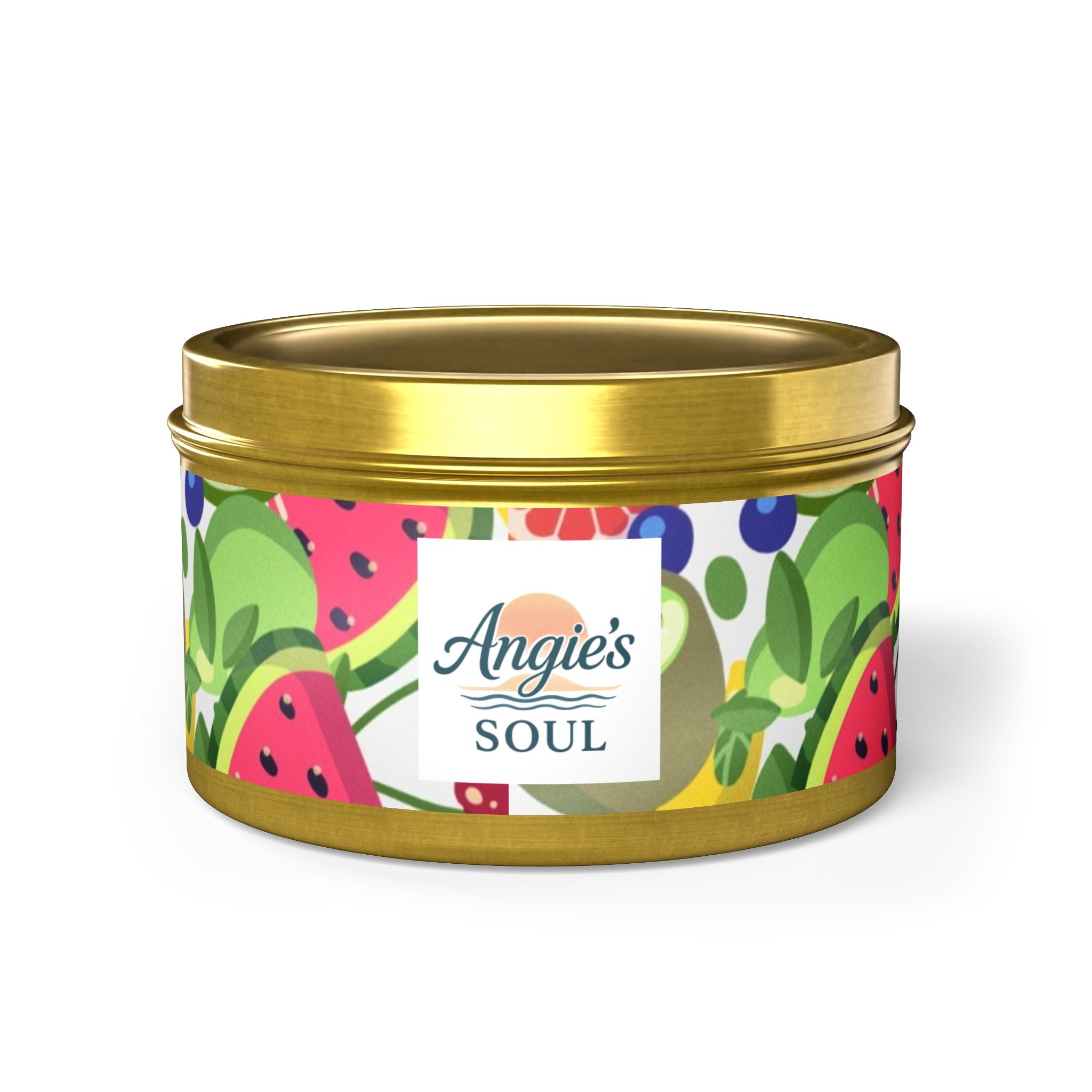 Tin Candle — Angie’s Soul Tropical Fruit Scented Tin Candle