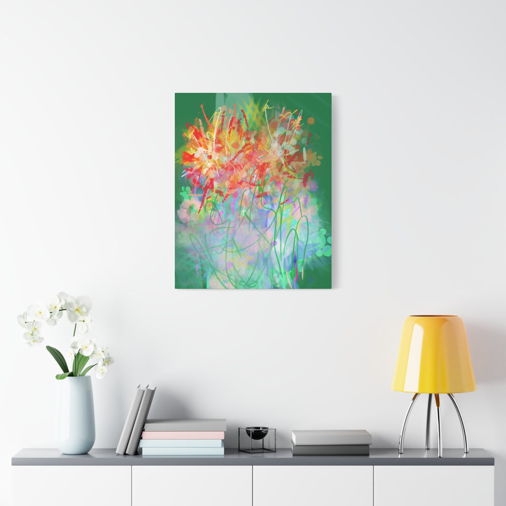 Abstract Floral Canvas Print — Colorful Spring Garden Matte Wall Art (Stretched 1.25")