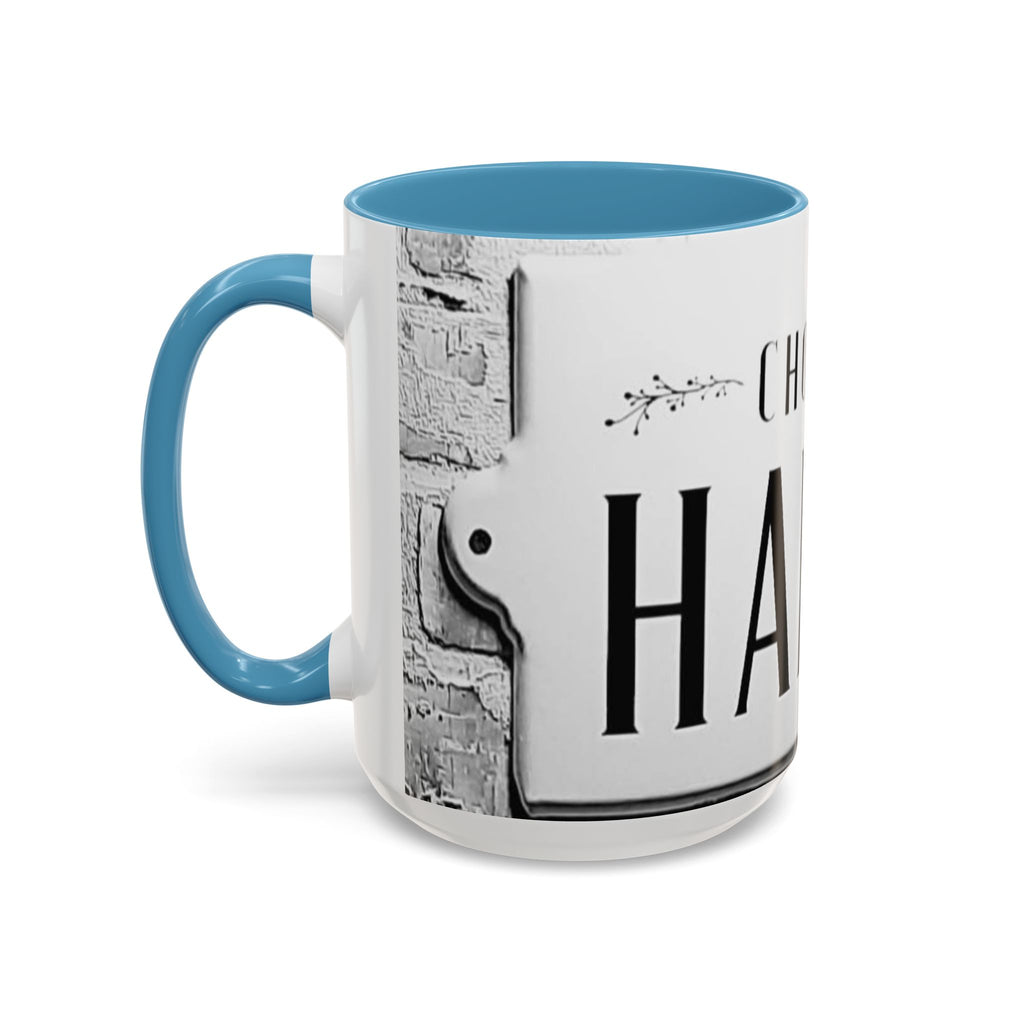 Choose Happy Accent Coffee Mug – Inspirational Black & White Ceramic Mug (11/15oz)