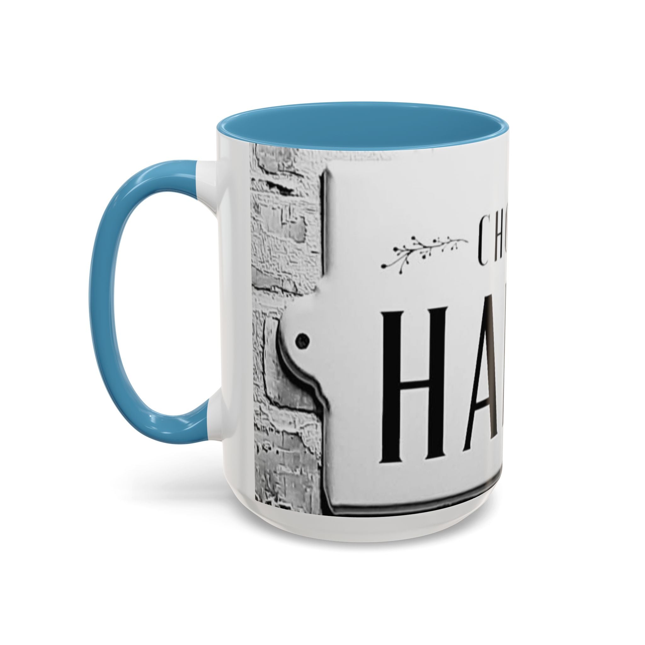 Choose Happy Accent Coffee Mug – Inspirational Black & White Ceramic Mug (11/15oz)