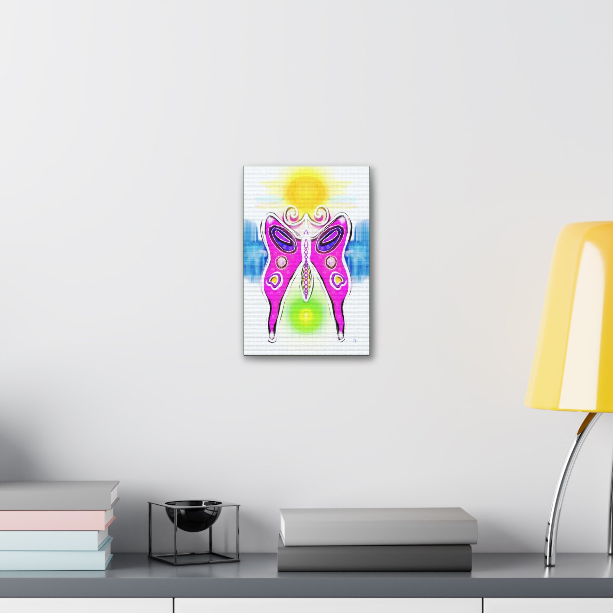 Abstract Pink Butterfly Canvas - Vibrant Stretched Wall Art