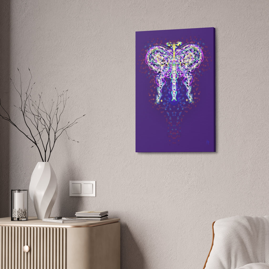 Butterfly Energy Canvas Print — Abstract Neon Butterfly Wall Art on Green