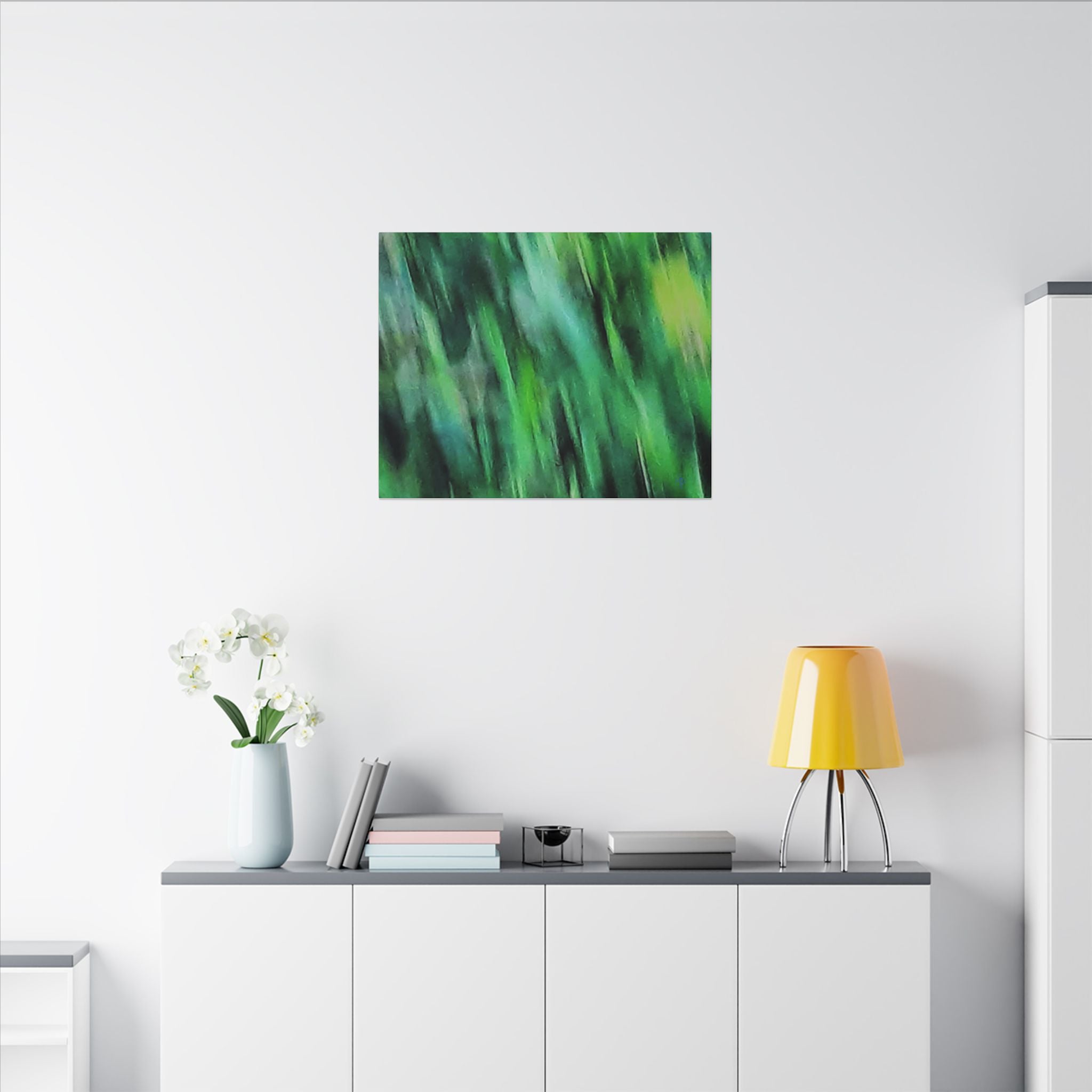 Green Abstract Blur Canvas Wall Art — Vibrant Nature-Inspired Matte Print
