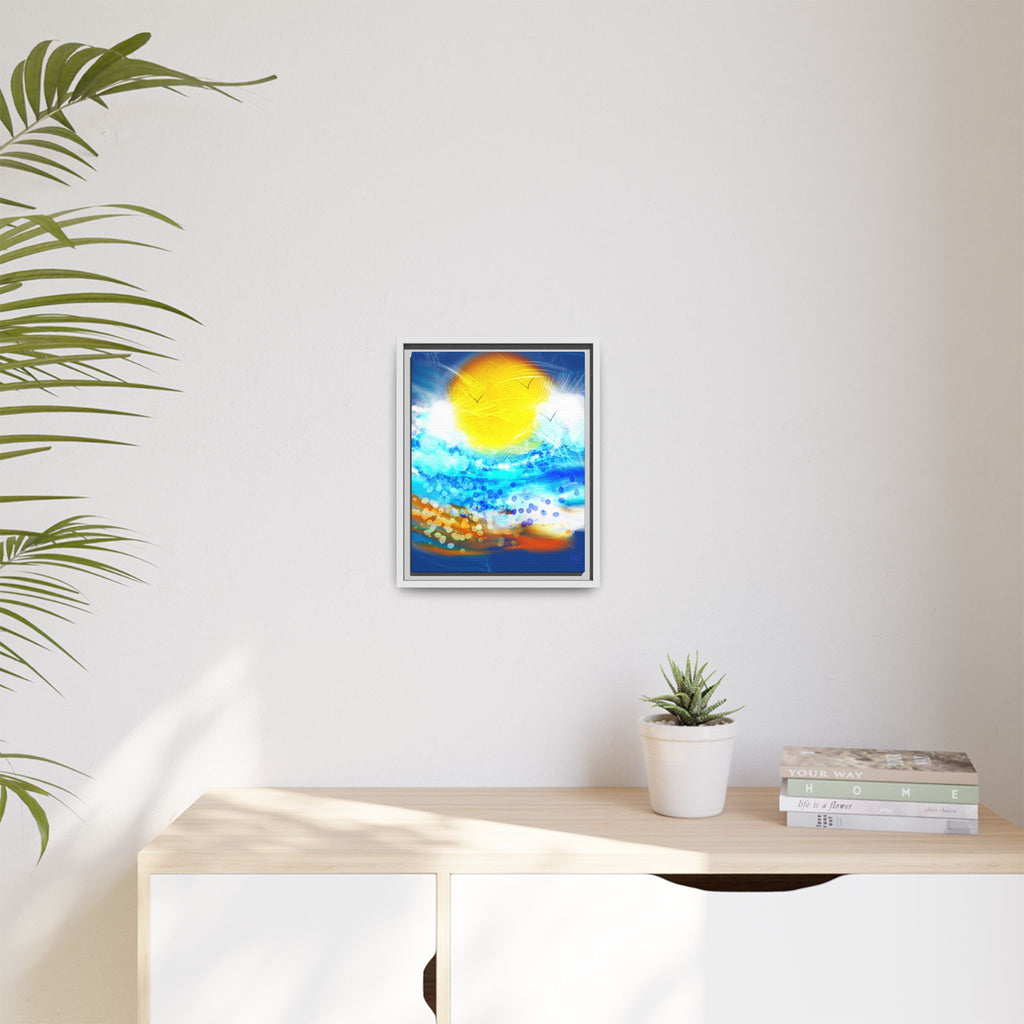 Sunshine Shore Matte Canvas Framed Wall Art — Bright Abstract Beach Print