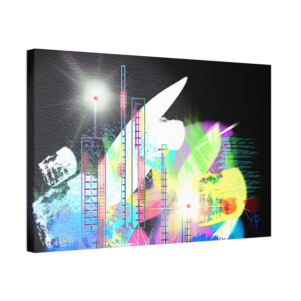 Abstract Neon Cityscape Canvas Print — Stretched 1.5"