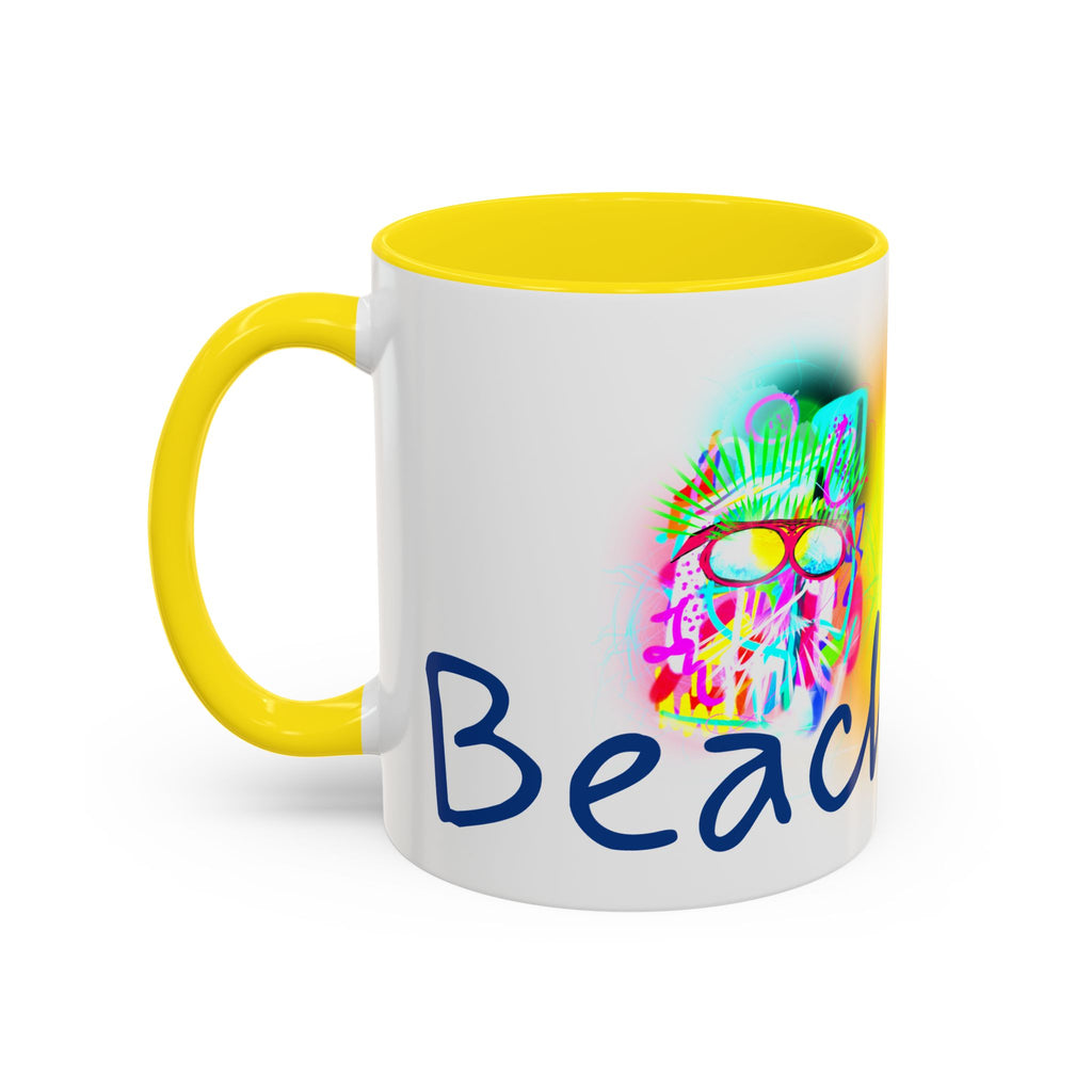 Beach Bum Coffee Mug — Colorful Retro Skull Design (11/15oz)