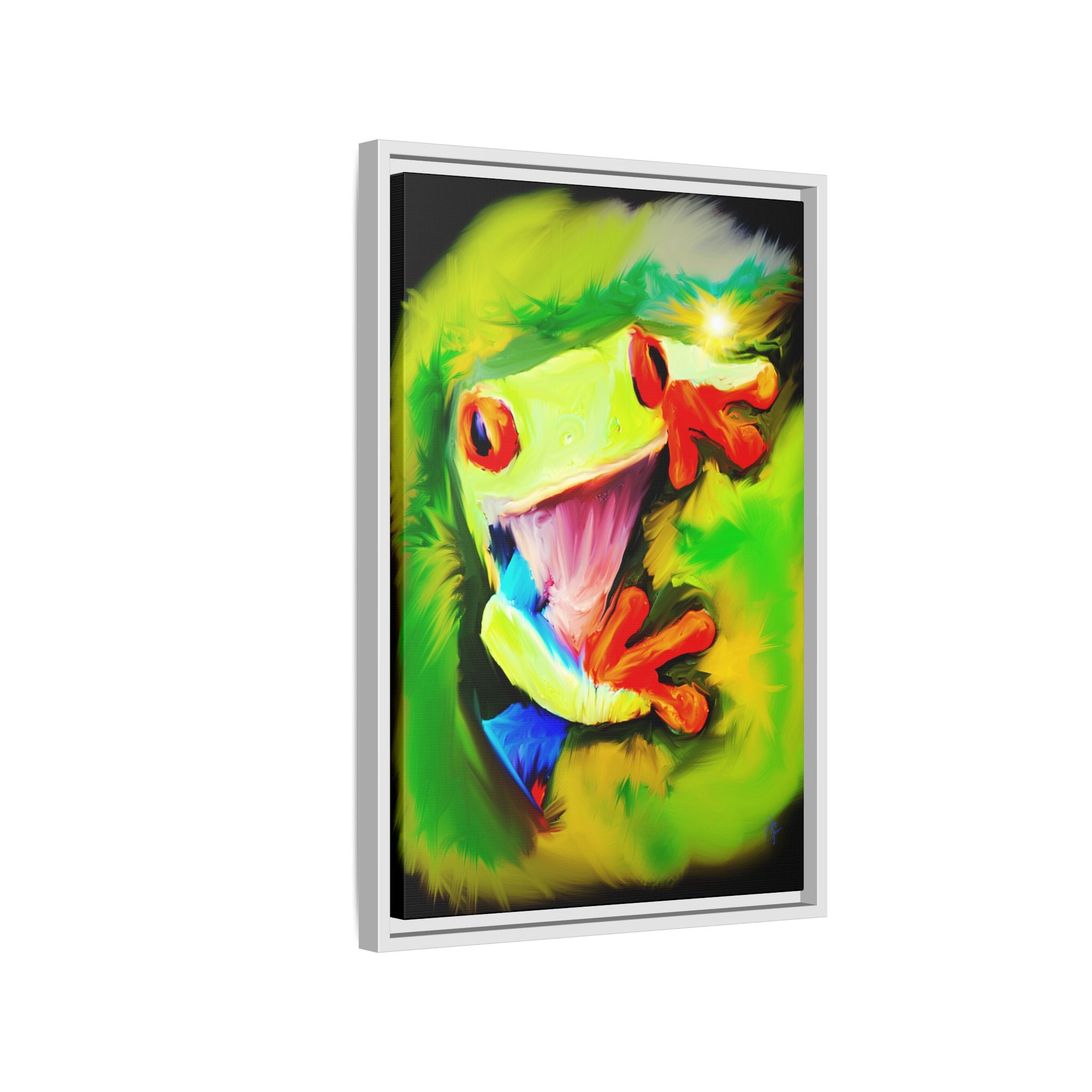 Colorful Tree Frog Matte Canvas Print — Framed Tropical Wall Art