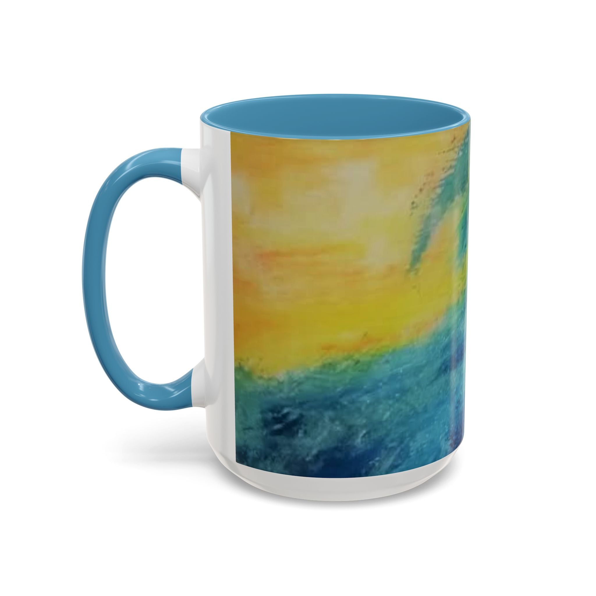 Ocean Wave Art Coffee Mug — Blue/Teal Abstract Accent Mug (11/15oz)