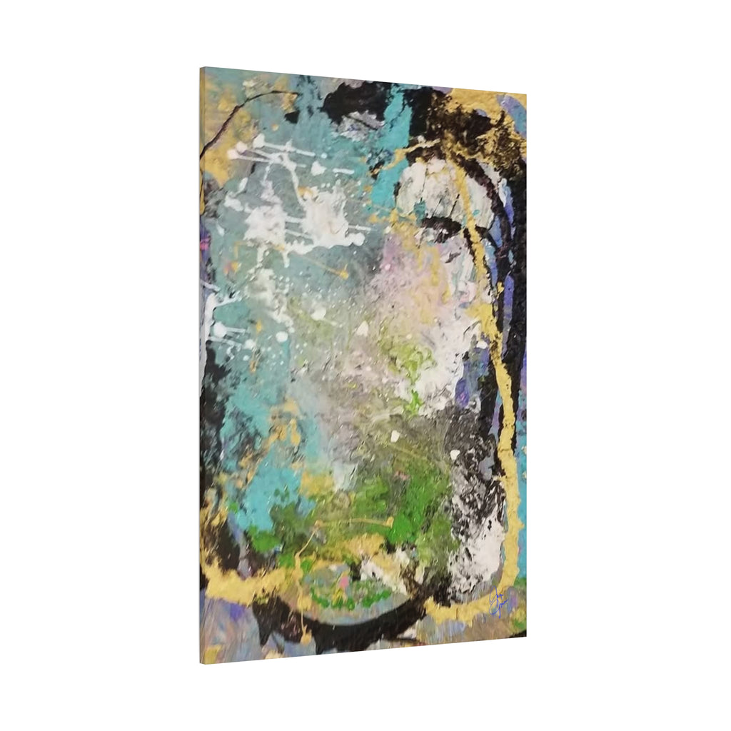 Abstract Green & Teal Matte Canvas Wall Art — Stretched 1.25"