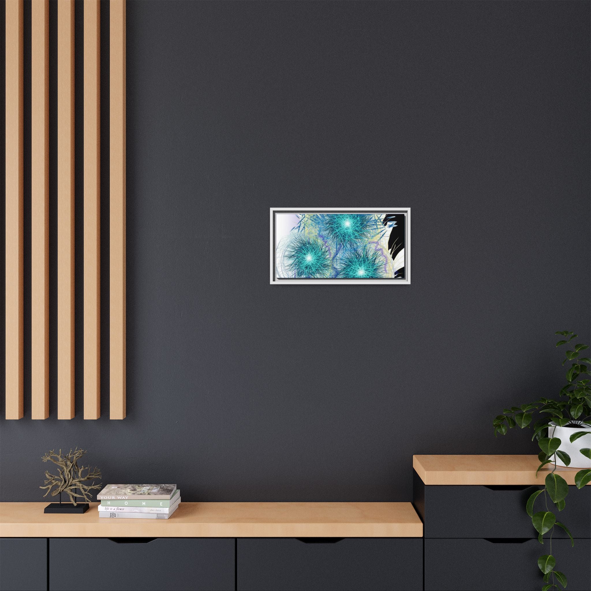 Dandelion Abstract Print Matte Canvas Framed Wall Art