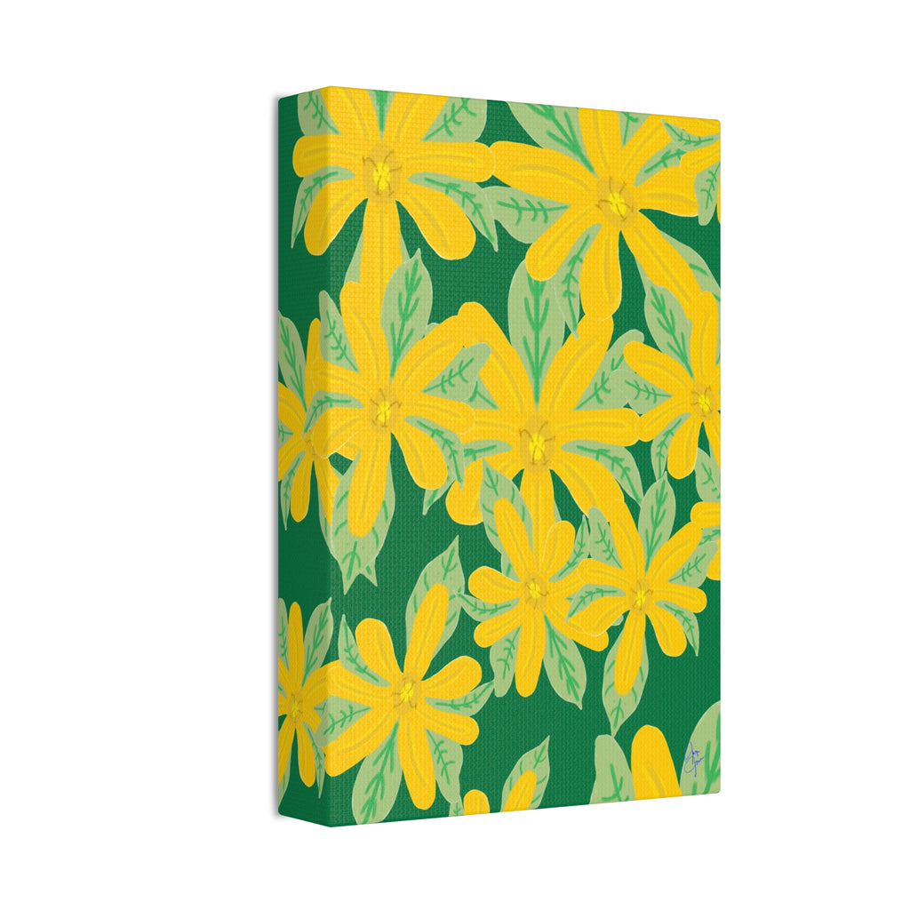 Yellow Daisy Canvas Wall Art — Bright Floral Stretched Canvas (1.5" Depth)
