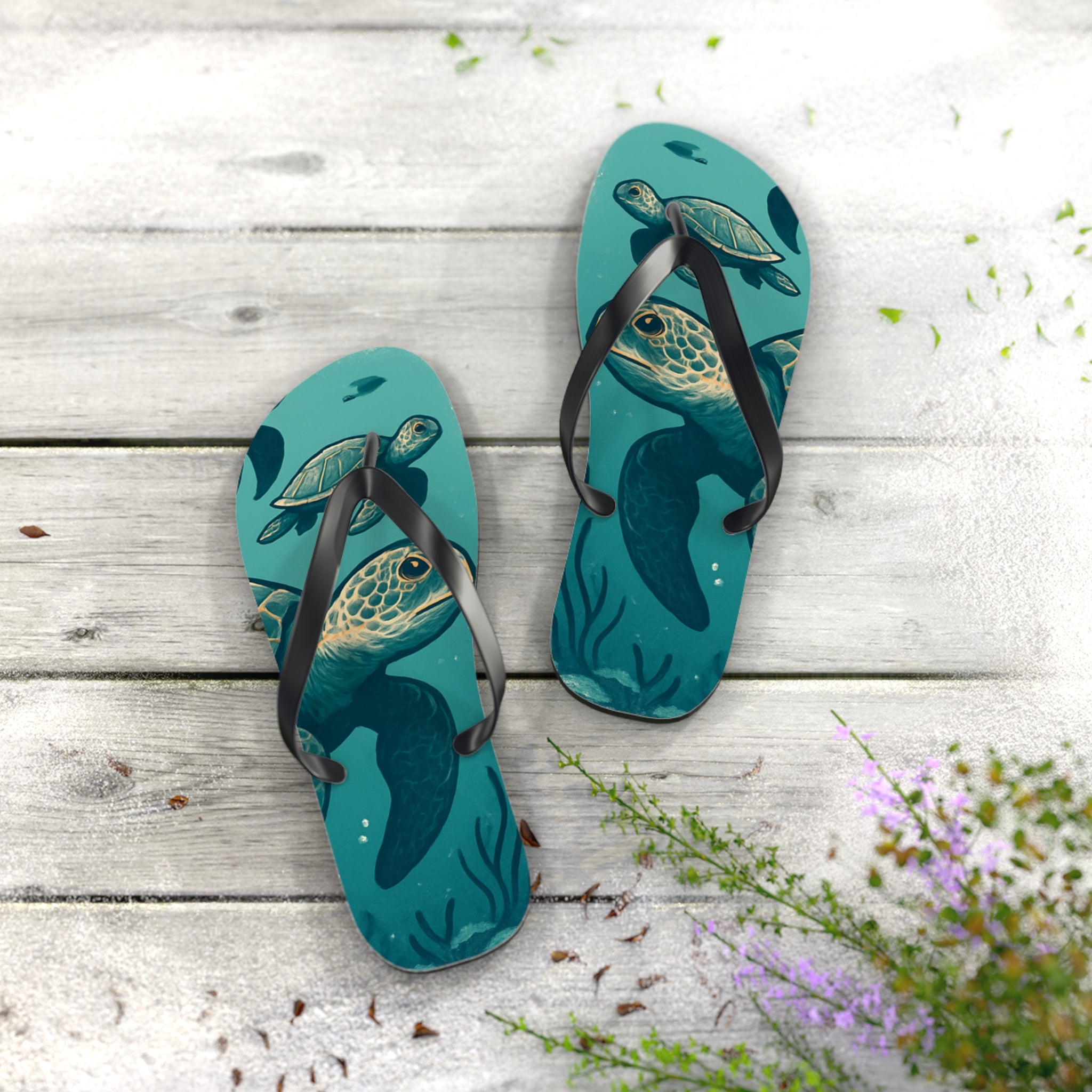 Turtle Print Flip Flops for Beach Lovers