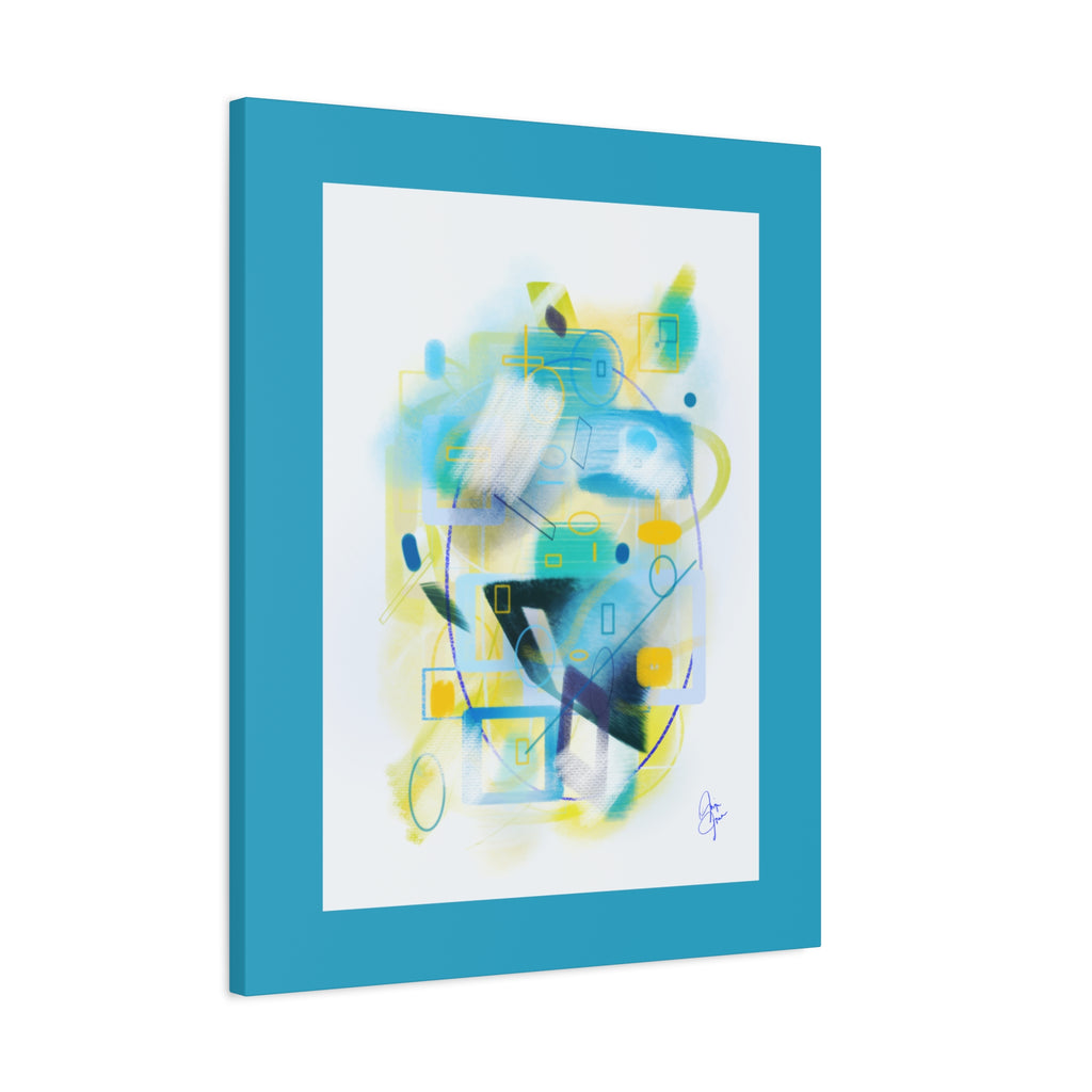 Abstract Blue & Yellow Geometry Canvas Print — Modern Stretched Wall Art