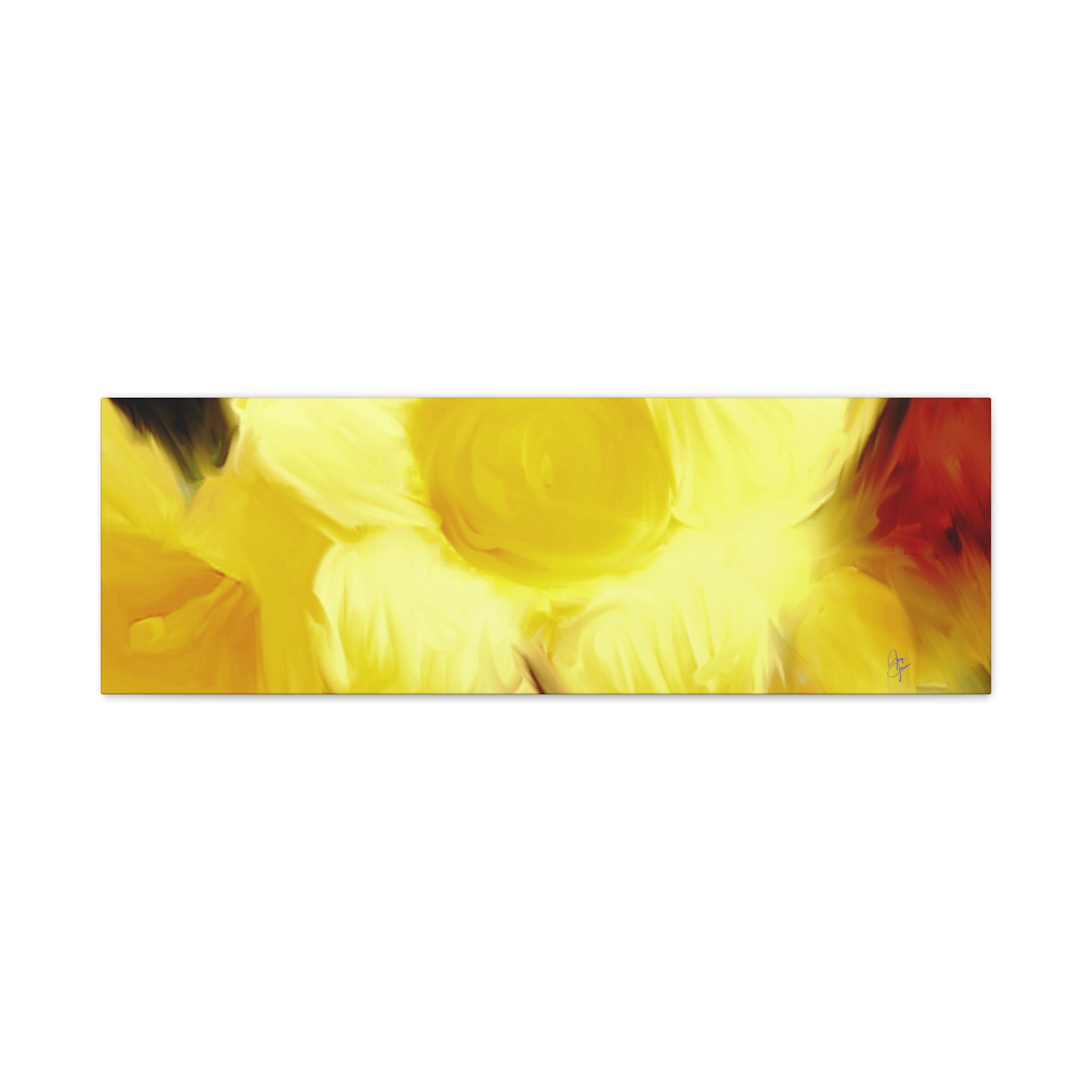 Yellow Floral Canvas Wall Art – Bright Sunflower-Style Painting, Matte Stretched Print