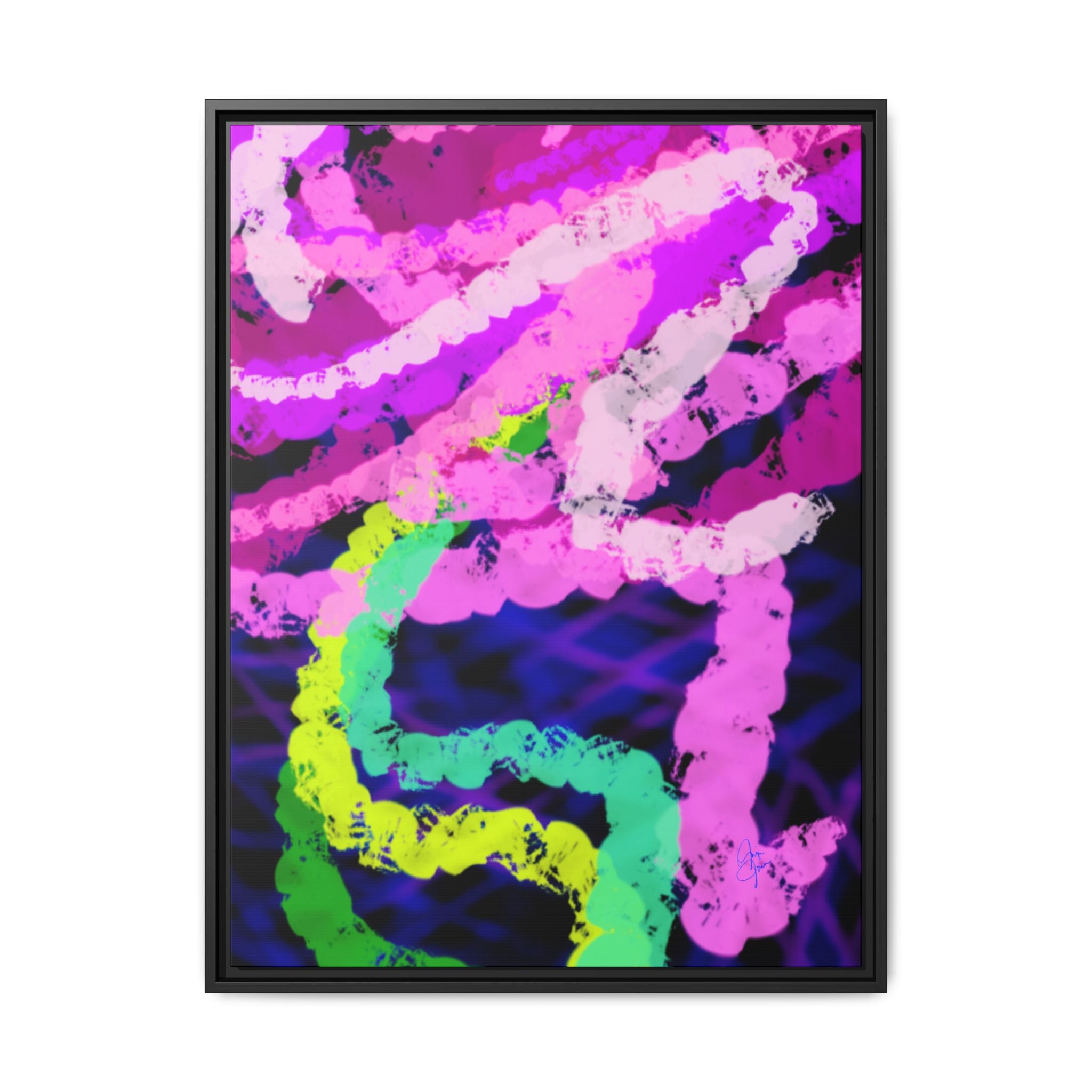 Framed Matte Canvas - Neon Rose Abstract Wall Art