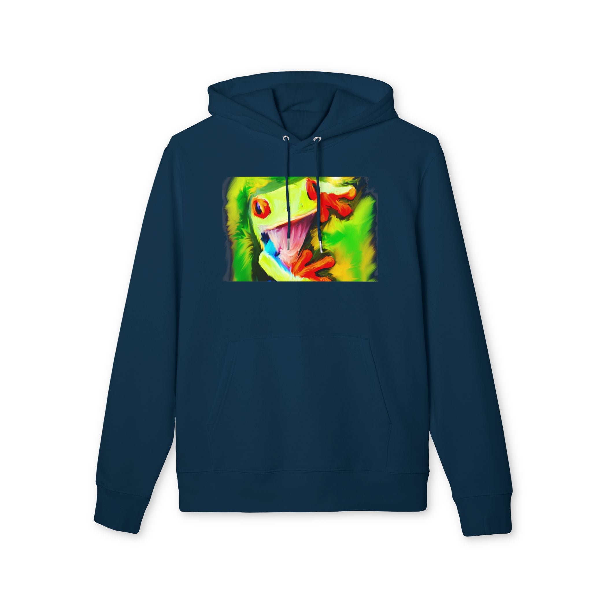 Tropical Red-Eyed Tree Frog Hoodie — Colorful Wildlife Graphic Pullover