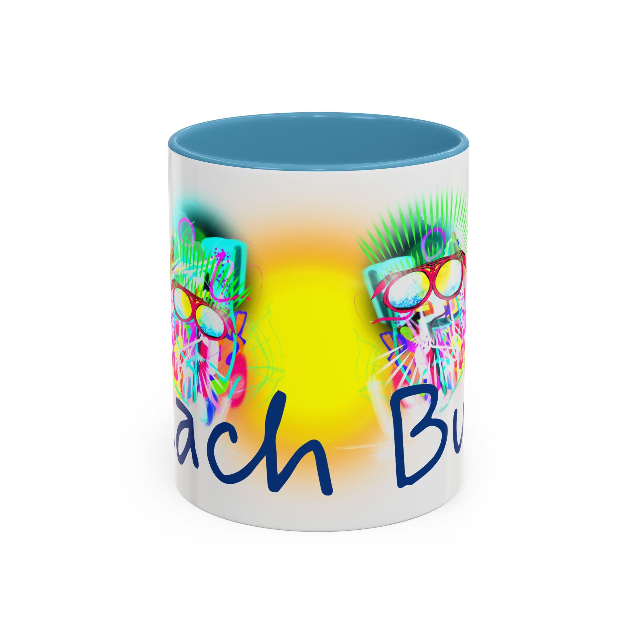 Beach Bum Coffee Mug — Colorful Retro Skull Design (11/15oz)
