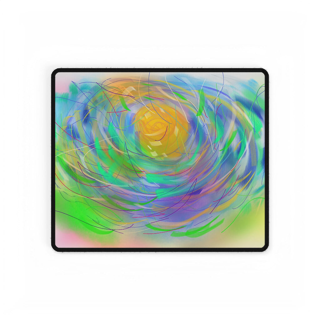 Abstract Sunrise Desk Mat — Colorful Swirl Mouse Pad for Home Office & Gaming