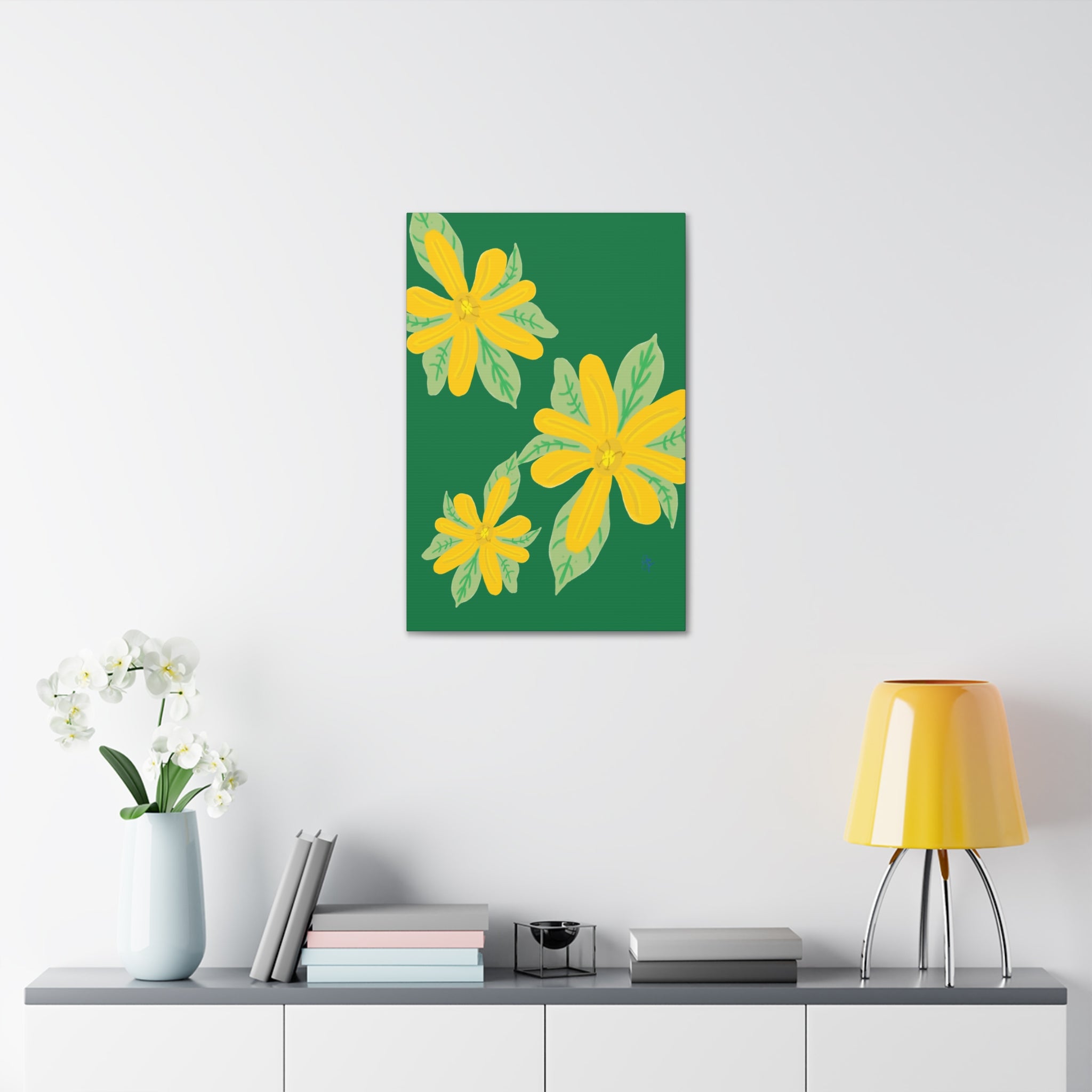 Yellow Daisy Canvas Wall Art — Bright Floral Stretched Canvas (1.5" Depth)
