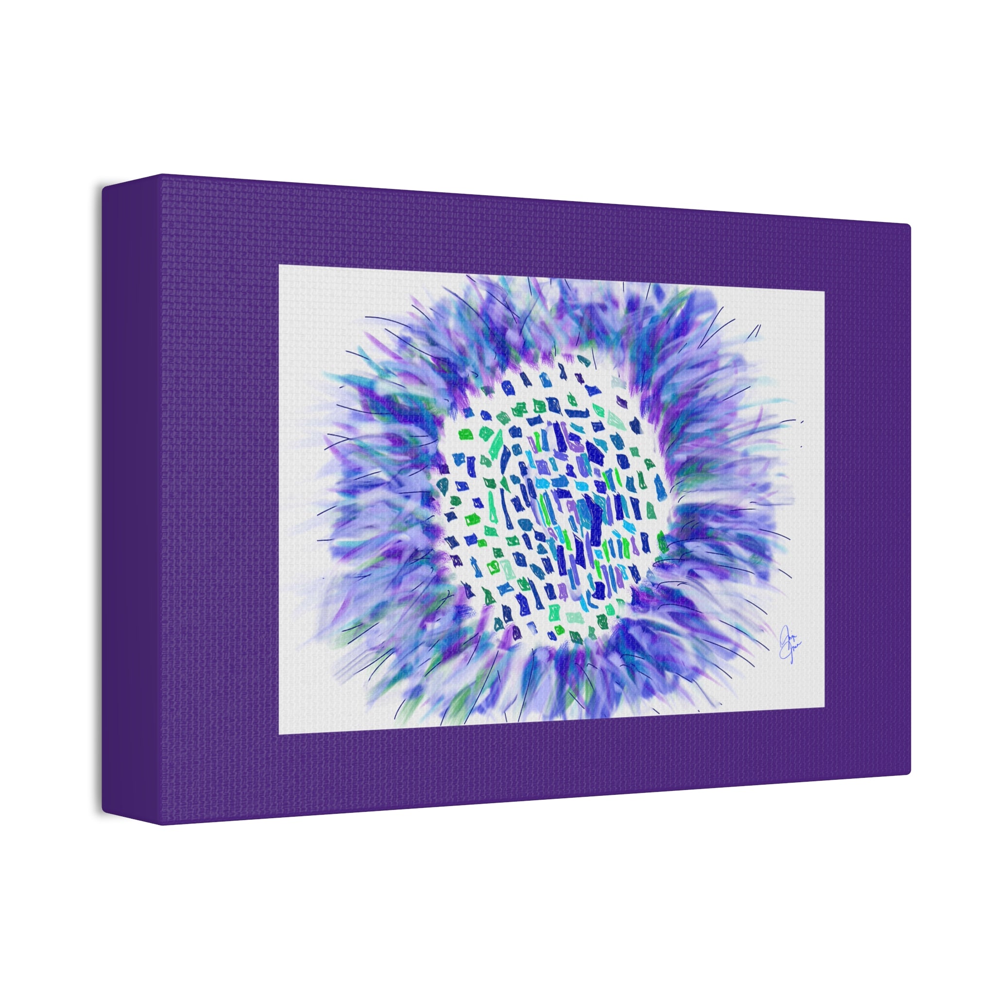 Abstract Blue-Purple Burst Canvas Stretched Art