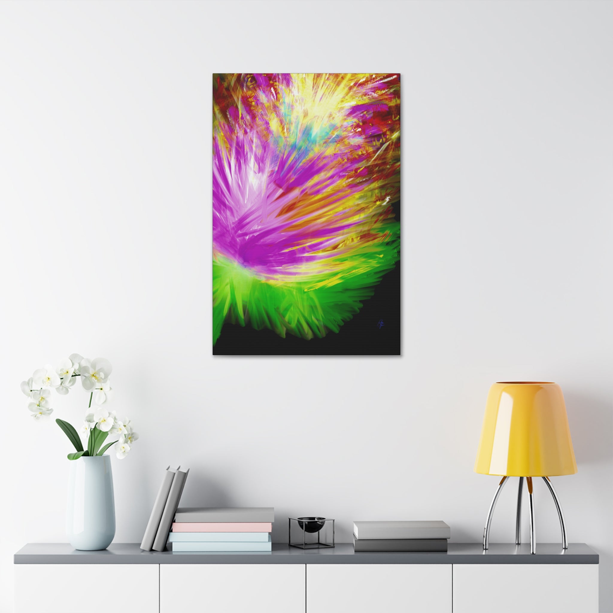 Vibrant Abstract Feather Canvas — Colorful Modern Wall Art (1.5" Stretched)